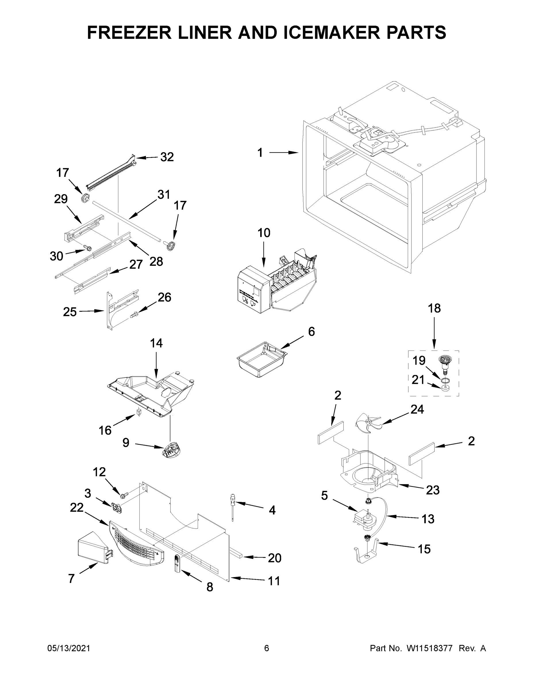 04 - FREEZER LINER AND ICEMAKER PARTS