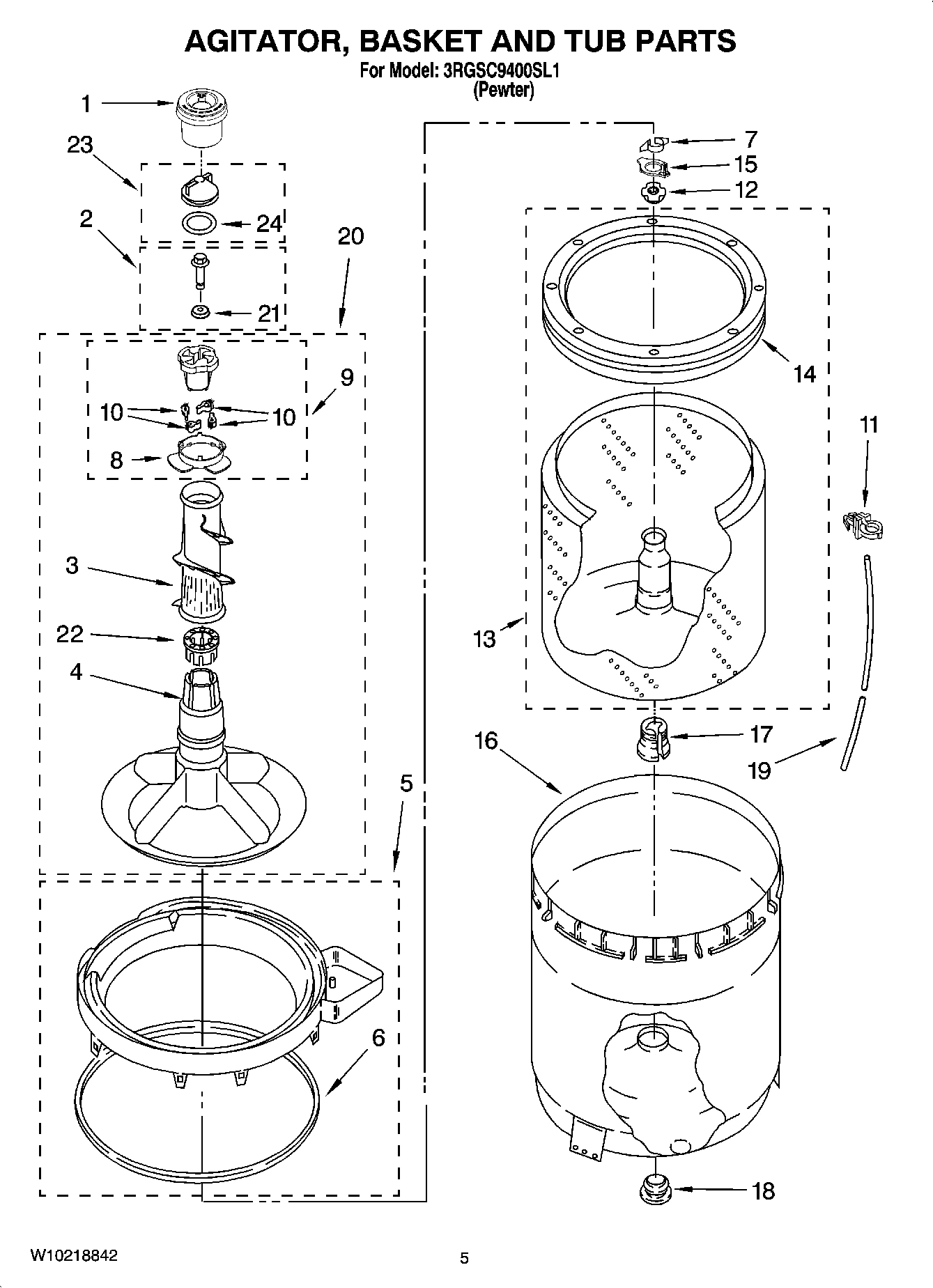 03 - AGITATOR, BASKET AND TUB PARTS