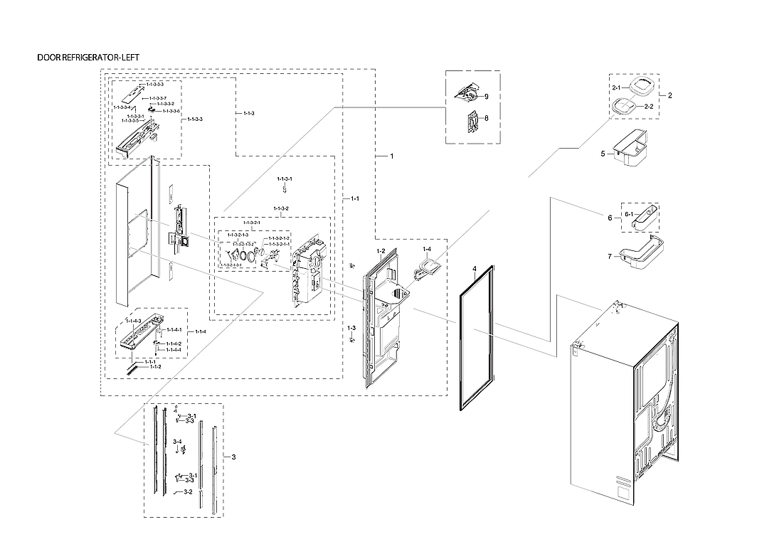 LEFT REFRIGERATOR DOOR PARTS
