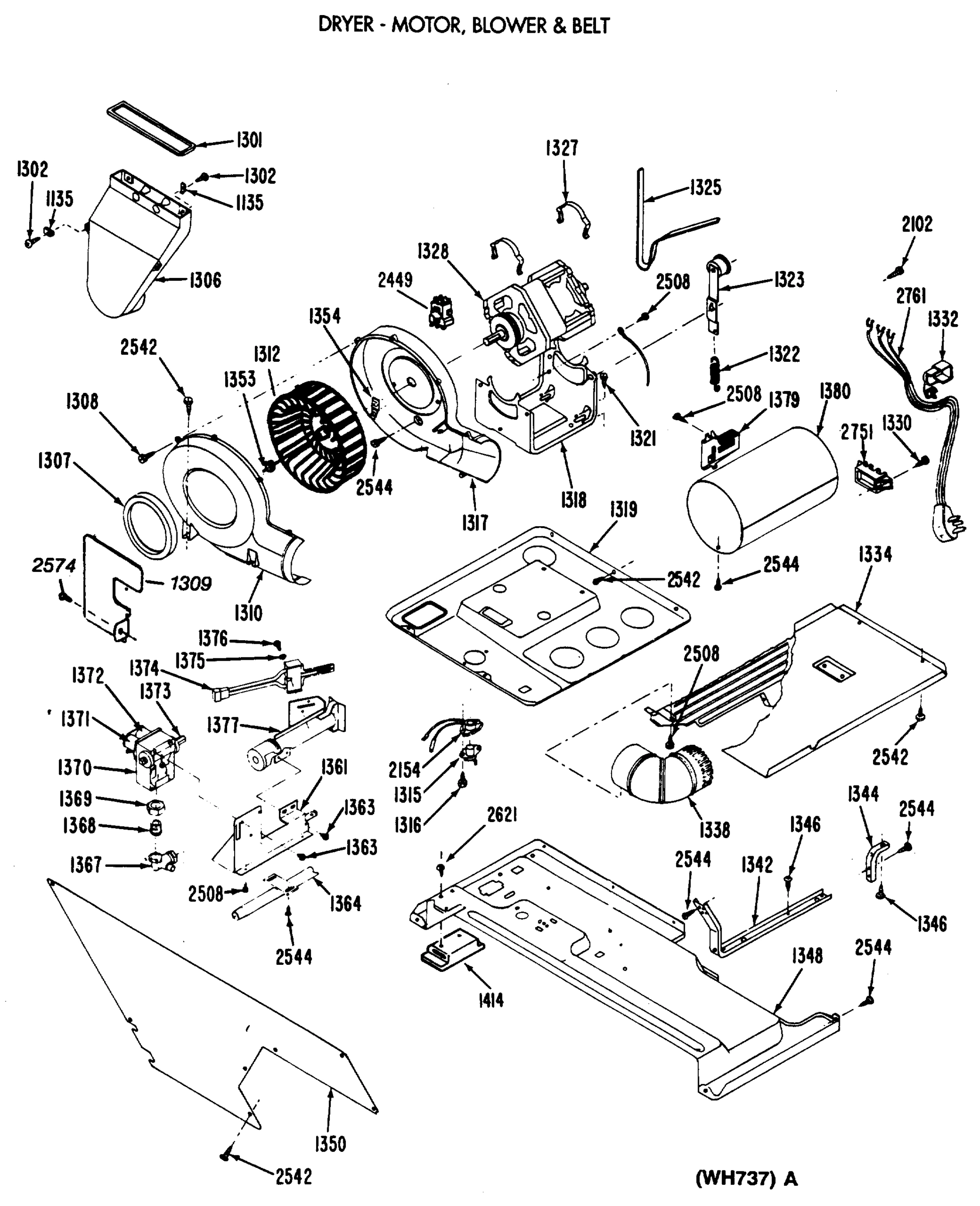 DRYER - MOTOR, BLOWER & BELT
