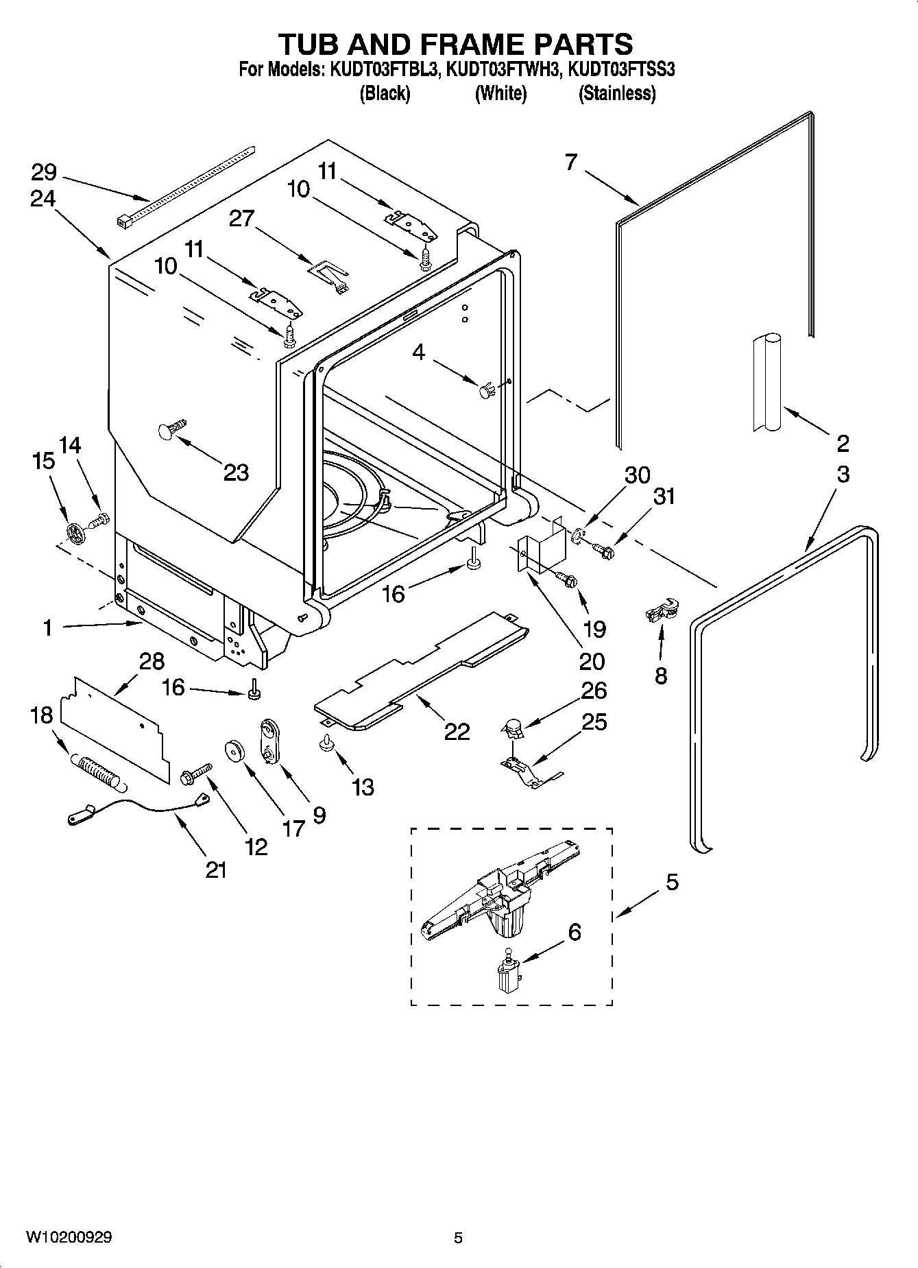 05 - TUB AND FRAME PARTS