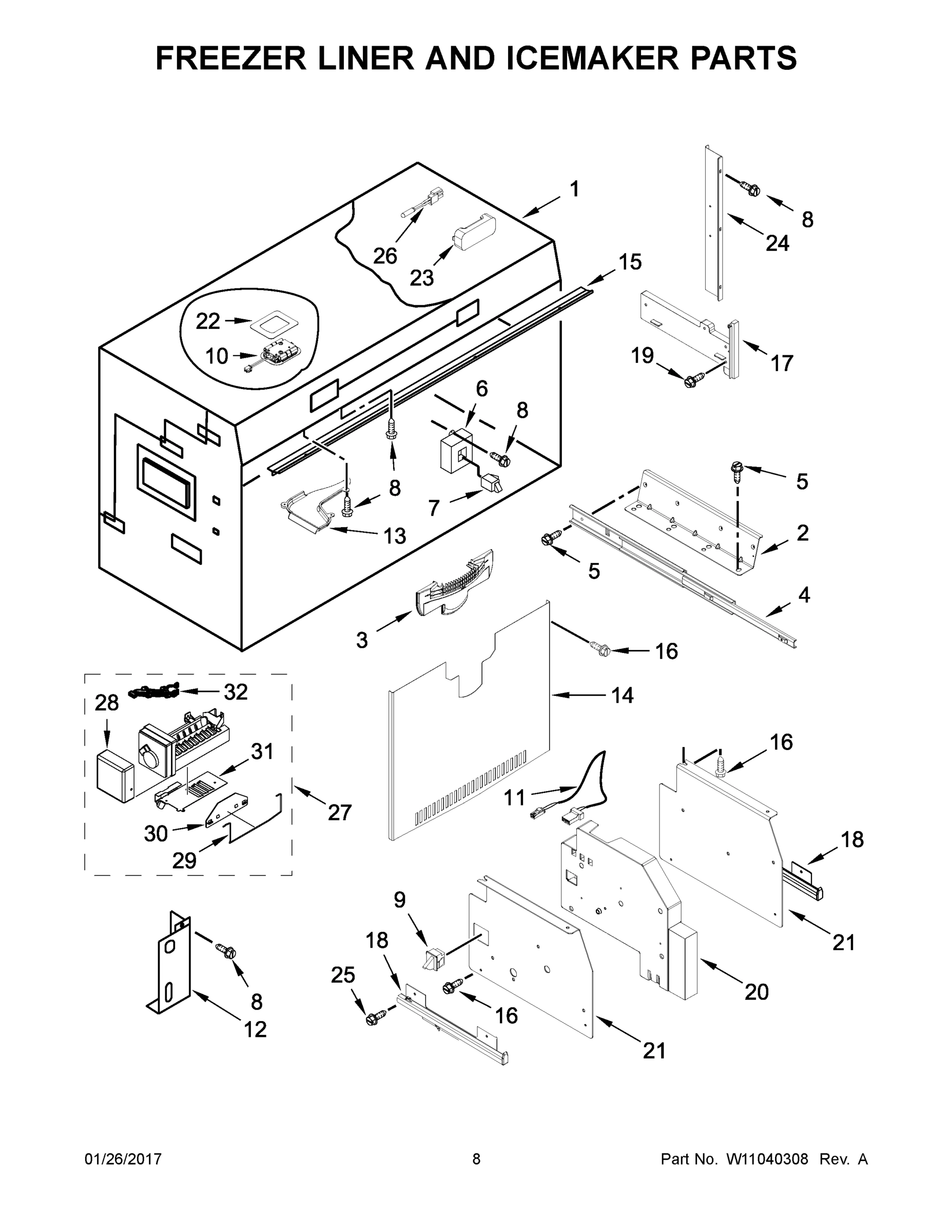 05 - FREEZER LINER AND ICEMAKER PARTS