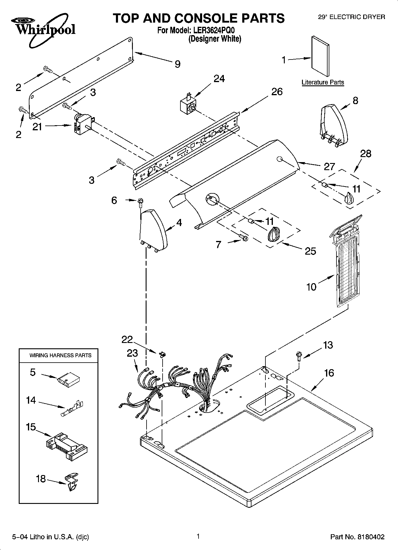 01 - TOP AND CONSOLE PARTS OPTIONAL PARTS (NOT INCLUDED)