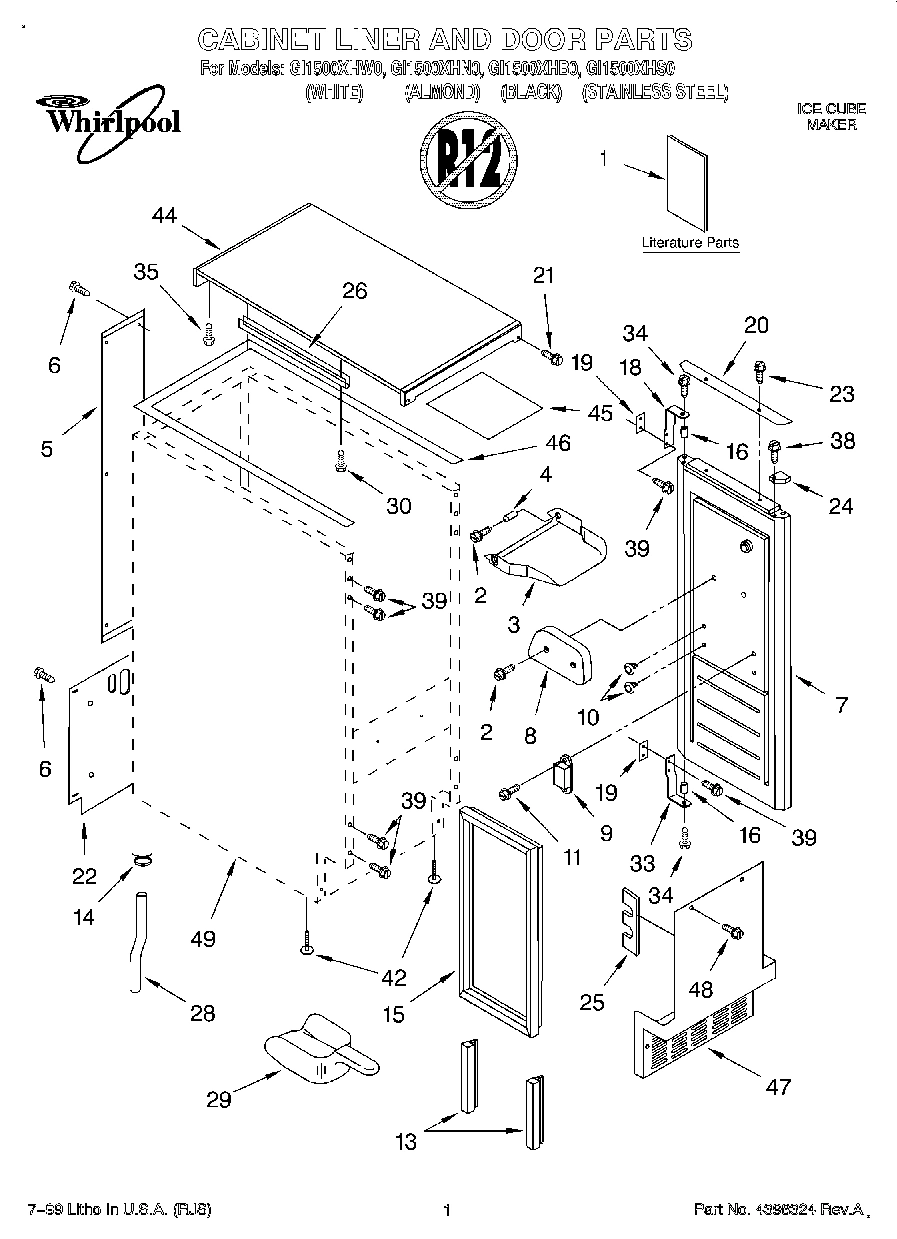 01 - CABINET LINER AND DOOR, LITERATURE
