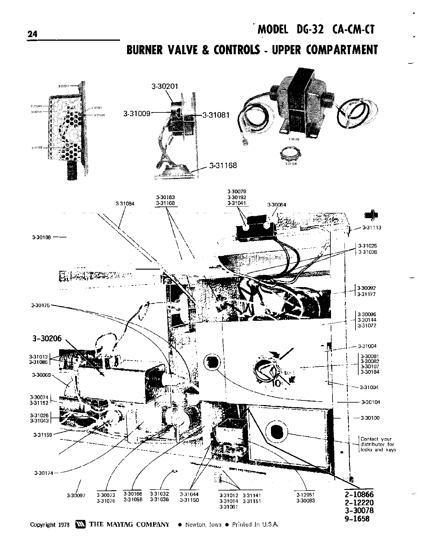 11 - BURNER VALVE & CONTROLS-UPPER COMP.