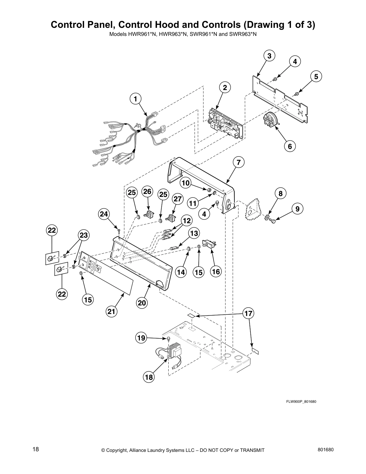 Control Panel, Control Hood and Controls (Drawing 1 of 3)