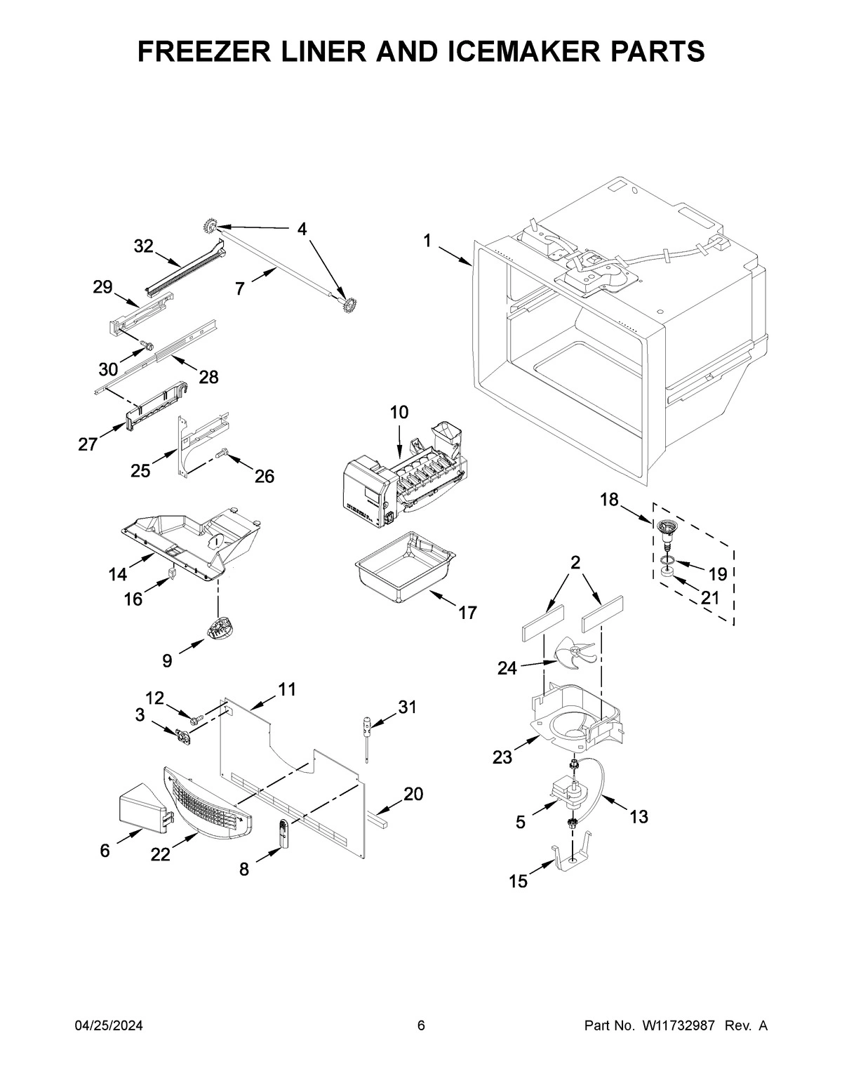 04 - FREEZER LINER AND ICEMAKER PARTS