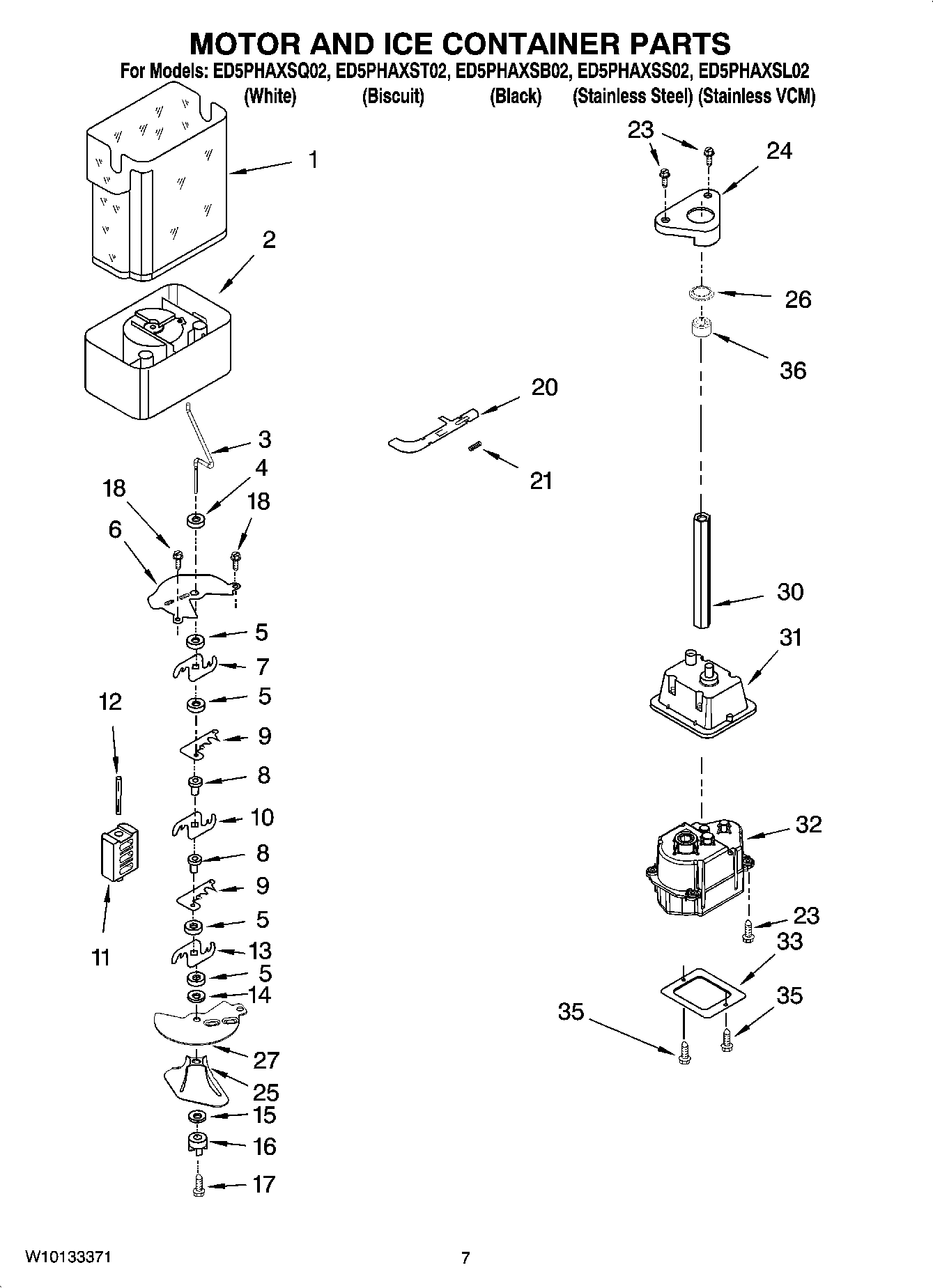 05 - MOTOR AND ICE CONTAINER PARTS