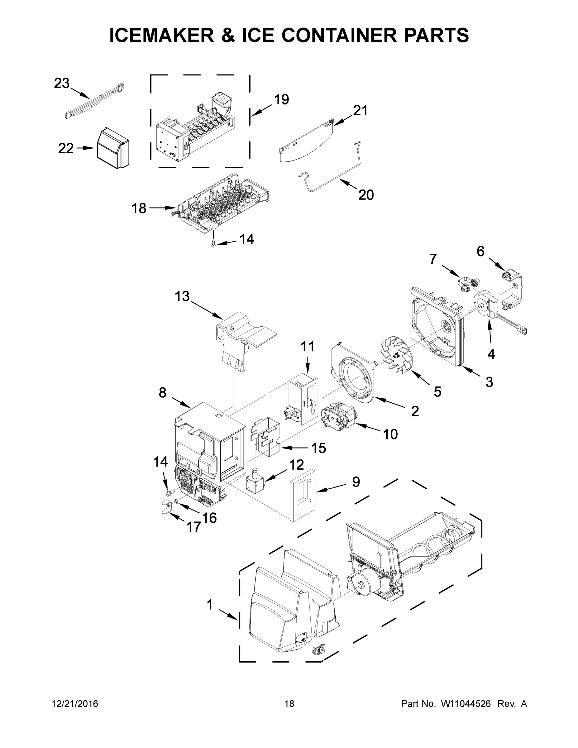 10 - ICEMAKER AND ICE CONTAINER PARTS
