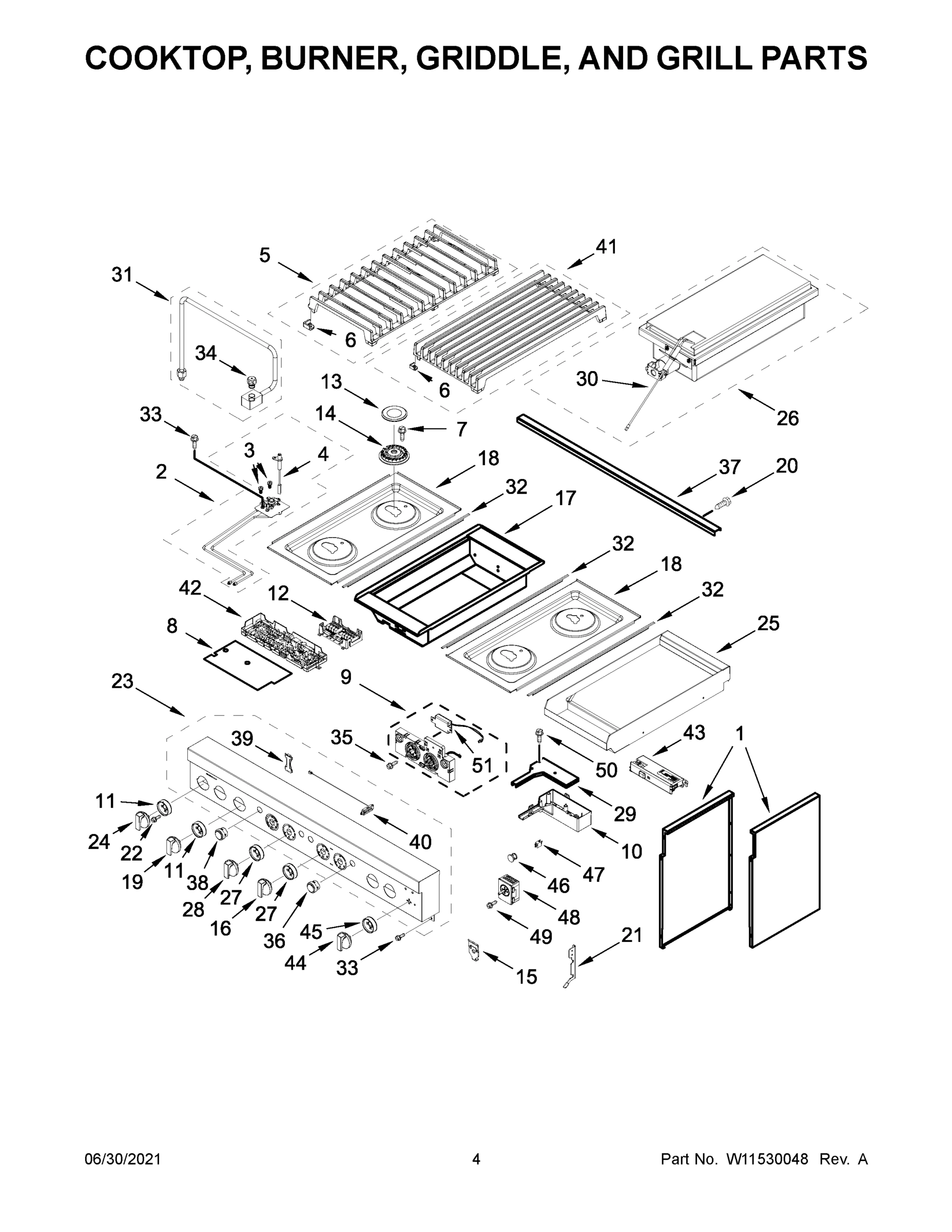 03 - COOKTOP, BURNER, GRIDDLE, AND GRILL PARTS