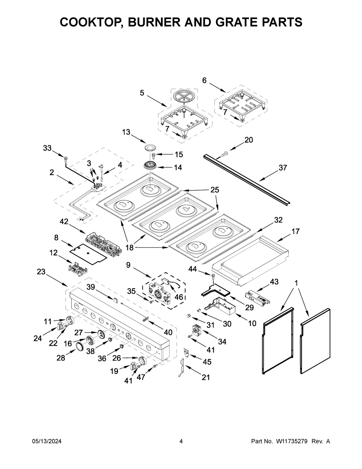 03 - COOKTOP, BURNER AND GRATE PARTS