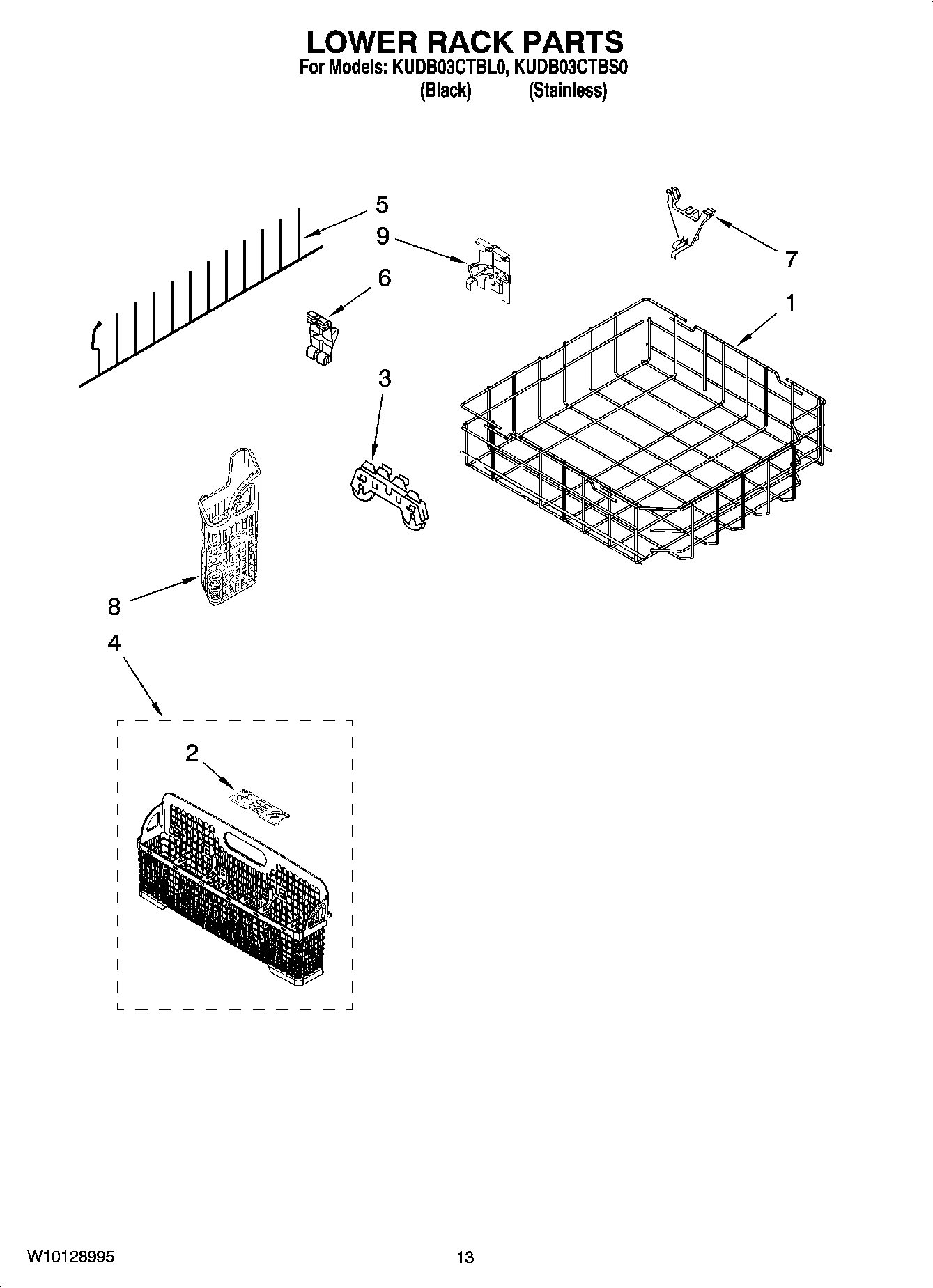 11 - LOWER RACK PARTS, OPTIONAL PARTS (NOT INCLUDED)