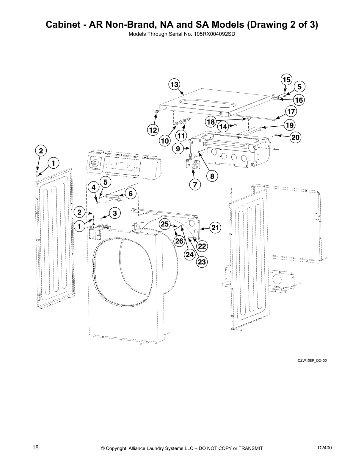Cabinet - AR Non-Brand, NA and SA Models (Drawing 2 of 3)