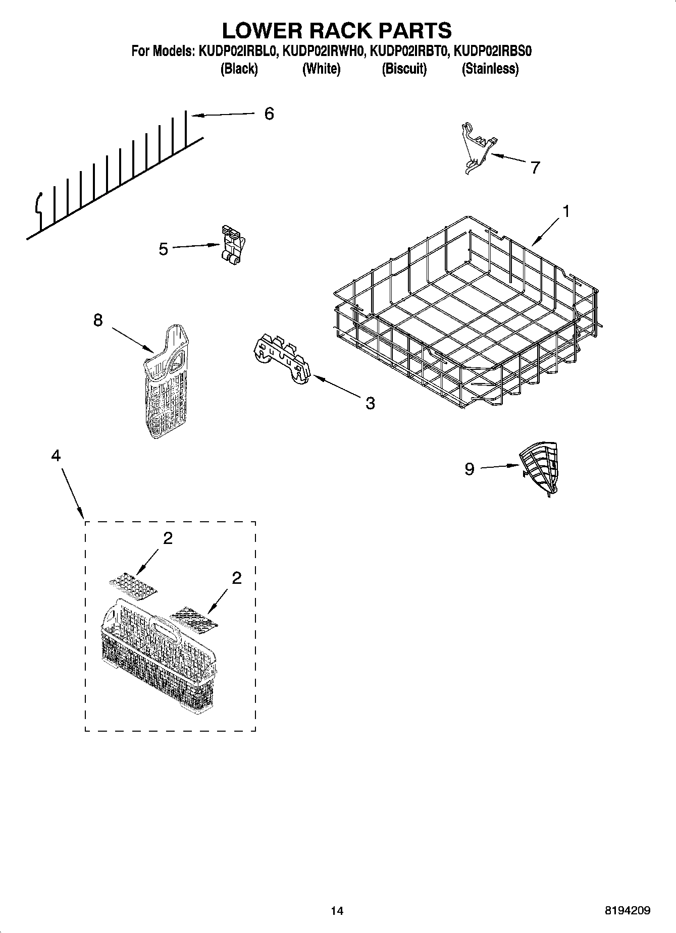 11 - LOWER RACK PARTS, OPTIONAL PARTS (NOT INCLUDED)