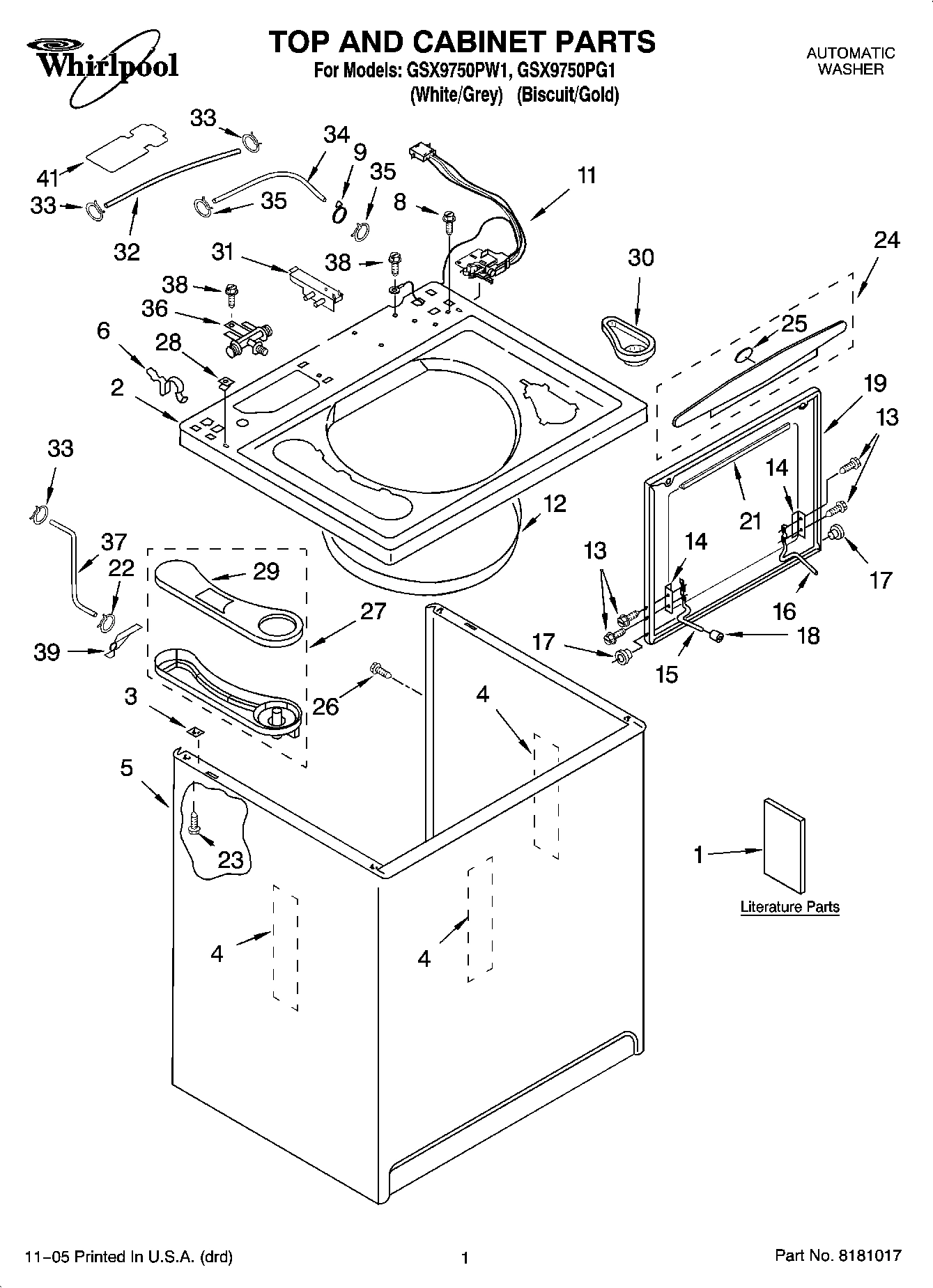 01 - TOP AND CABINET PARTS