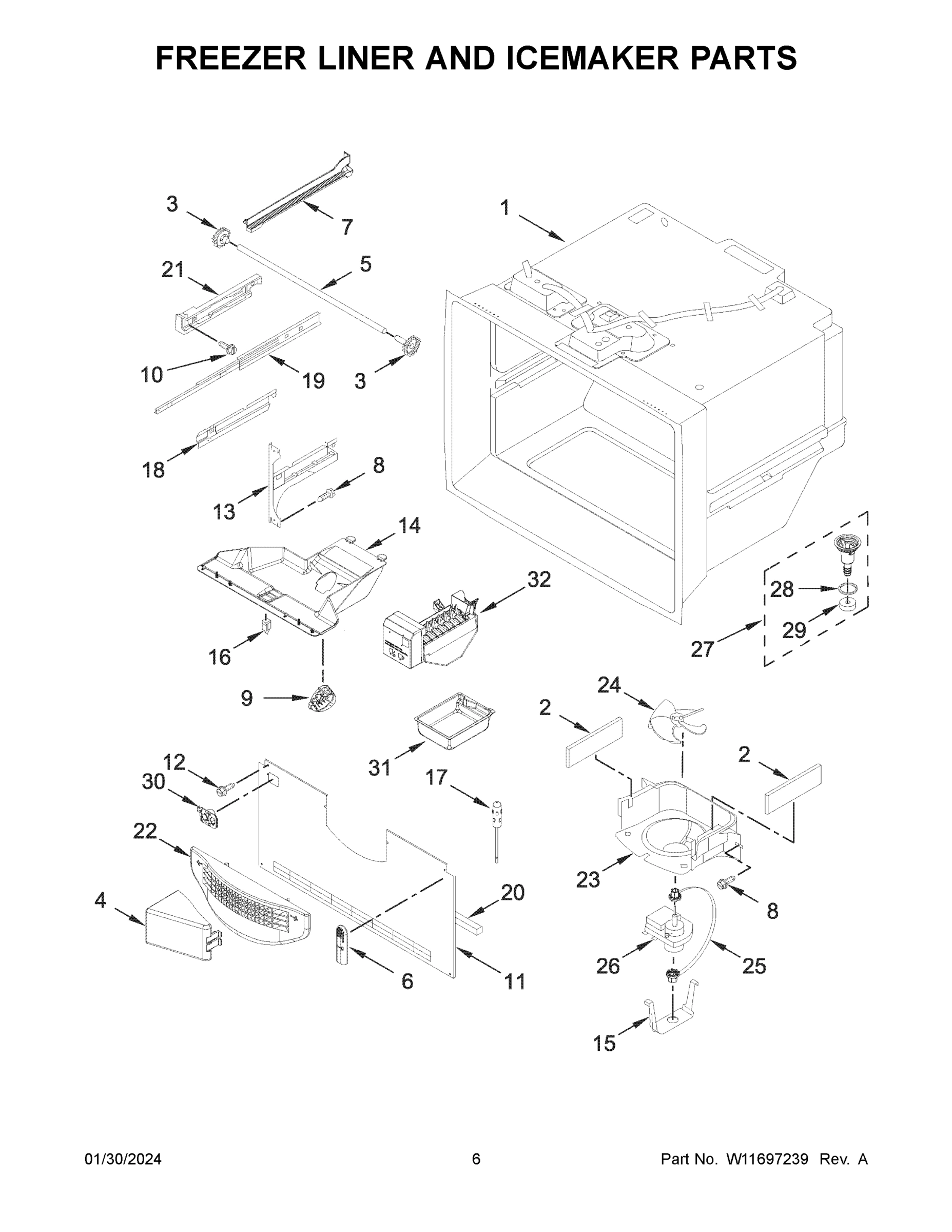 04 - FREEZER LINER AND ICEMAKER PARTS