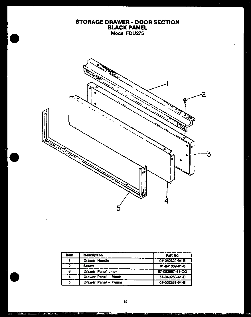 13 - STORAGE DRAWER-DOOR SECTION BLACK PANEL