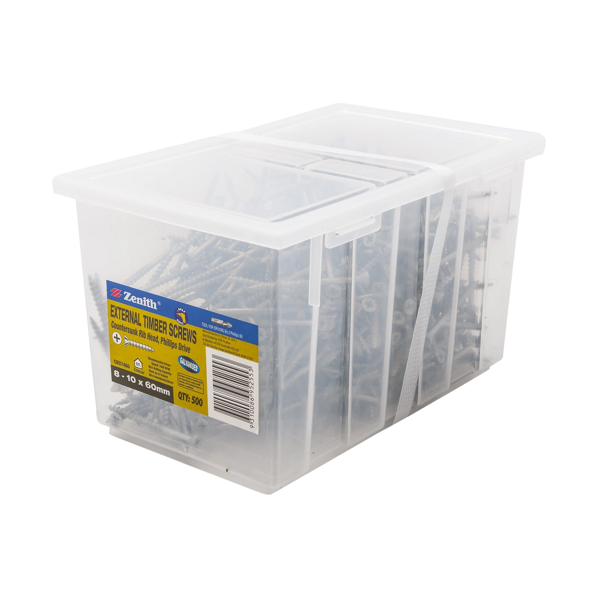 ZENITH® 8G x 60mm Galvanised Timber Screws (Phillips Drive) – 500 Pack