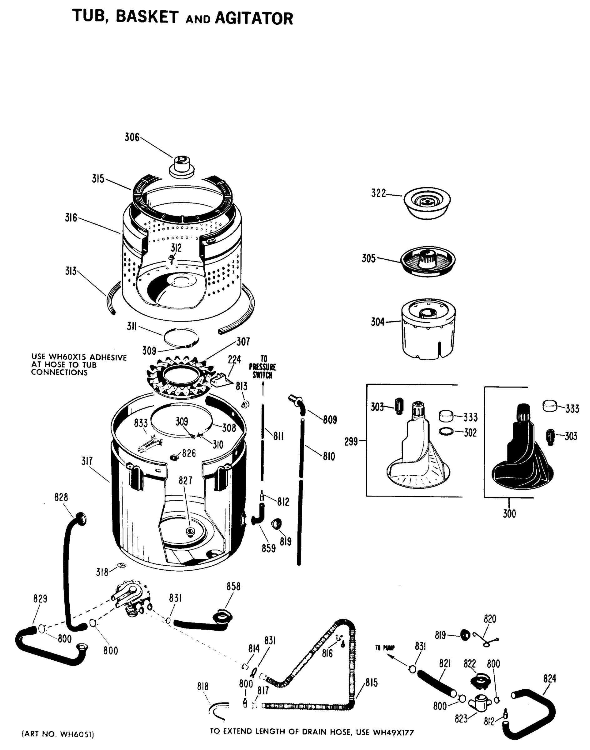 TUB, BASKET AND AGITATOR