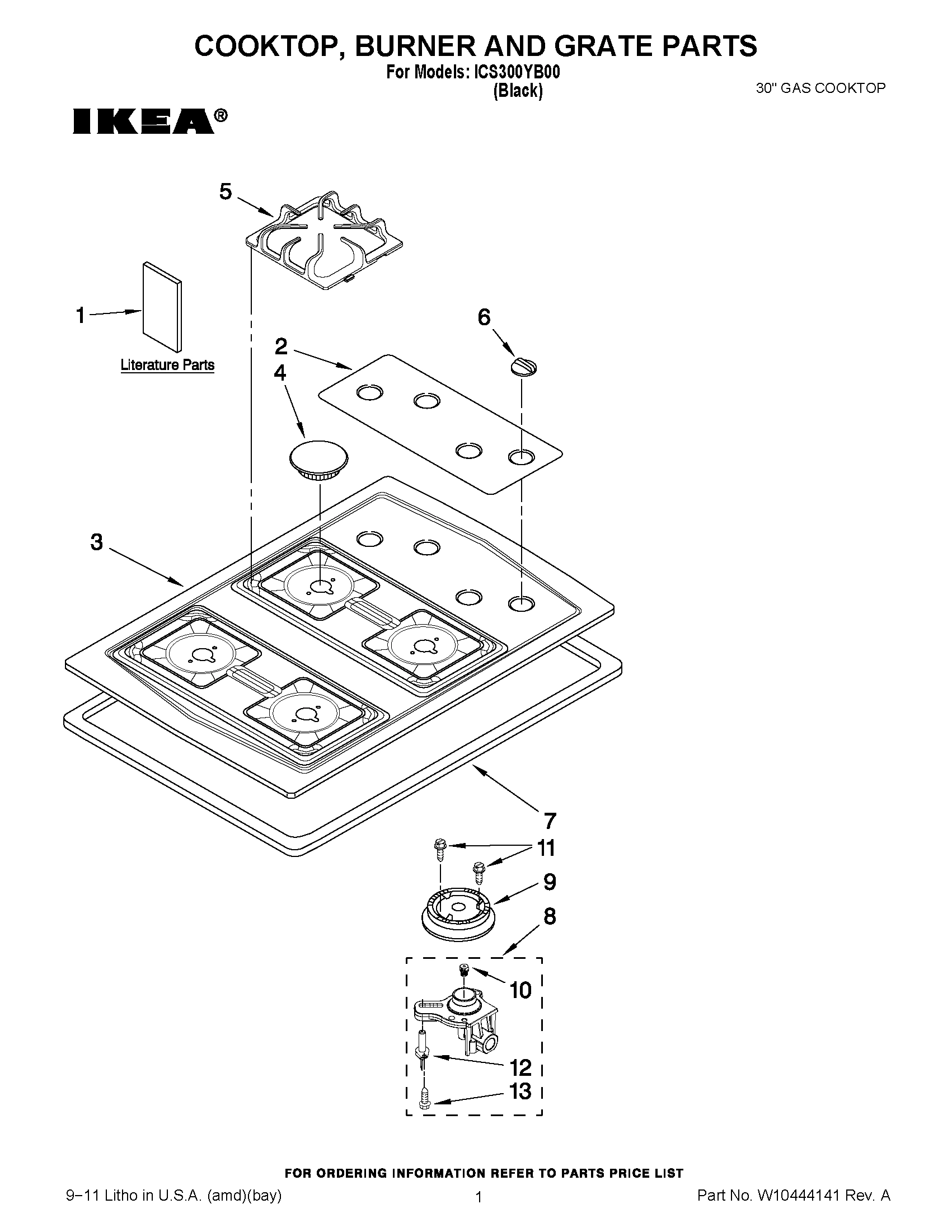 01 - COOKTOP, BURNER AND GRATE PARTS