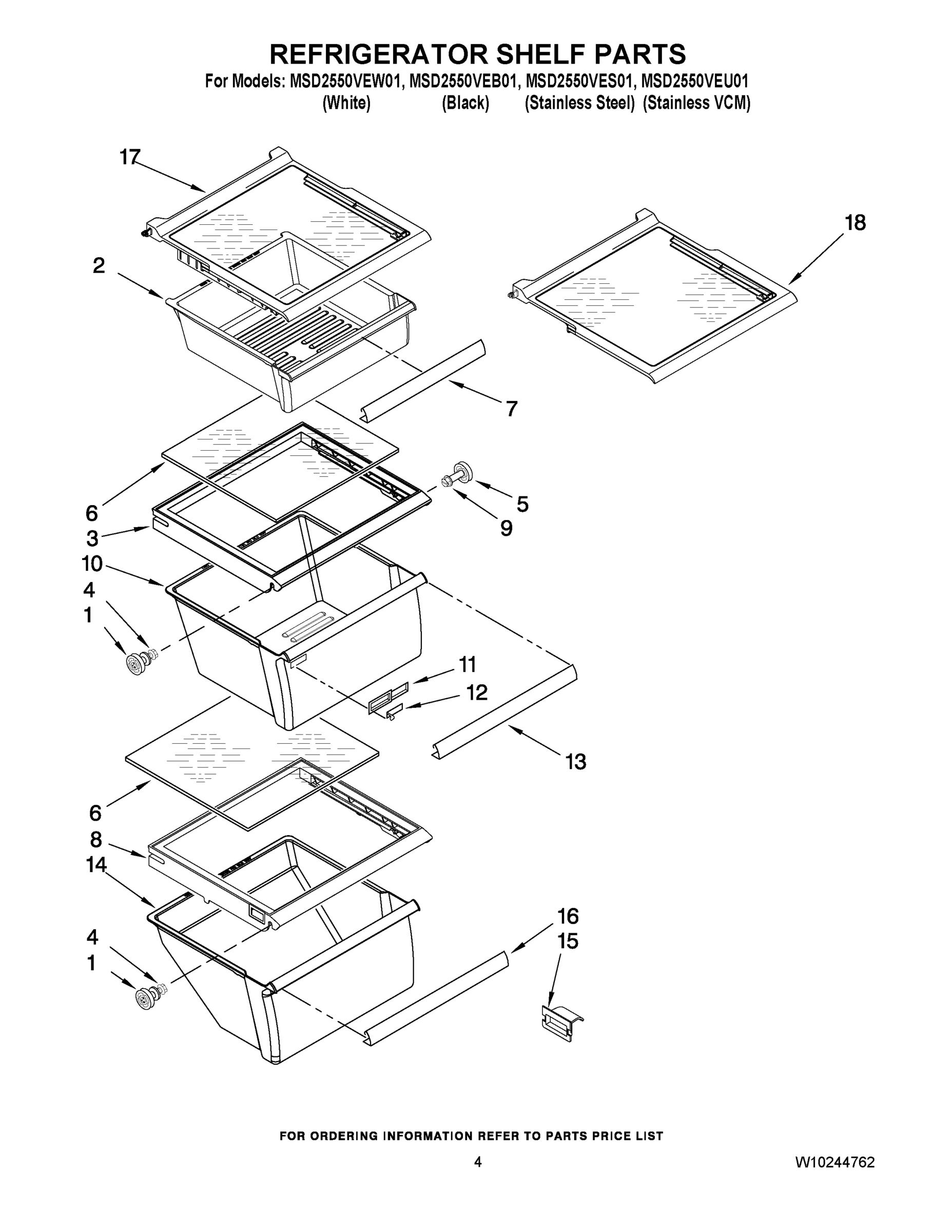 03 - REFRIGERATOR SHELF PARTS