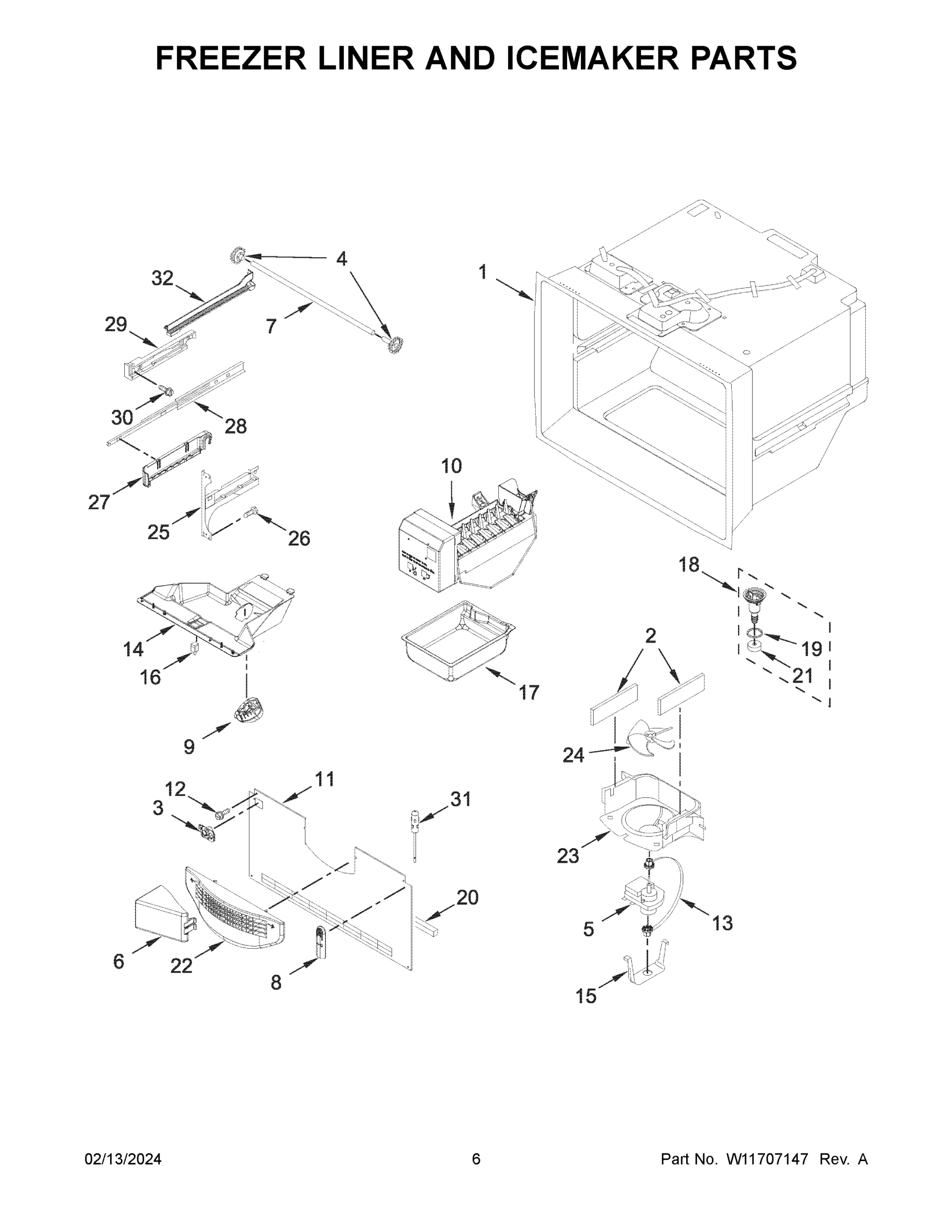 04 - FREEZER LINER AND ICEMAKER PARTS