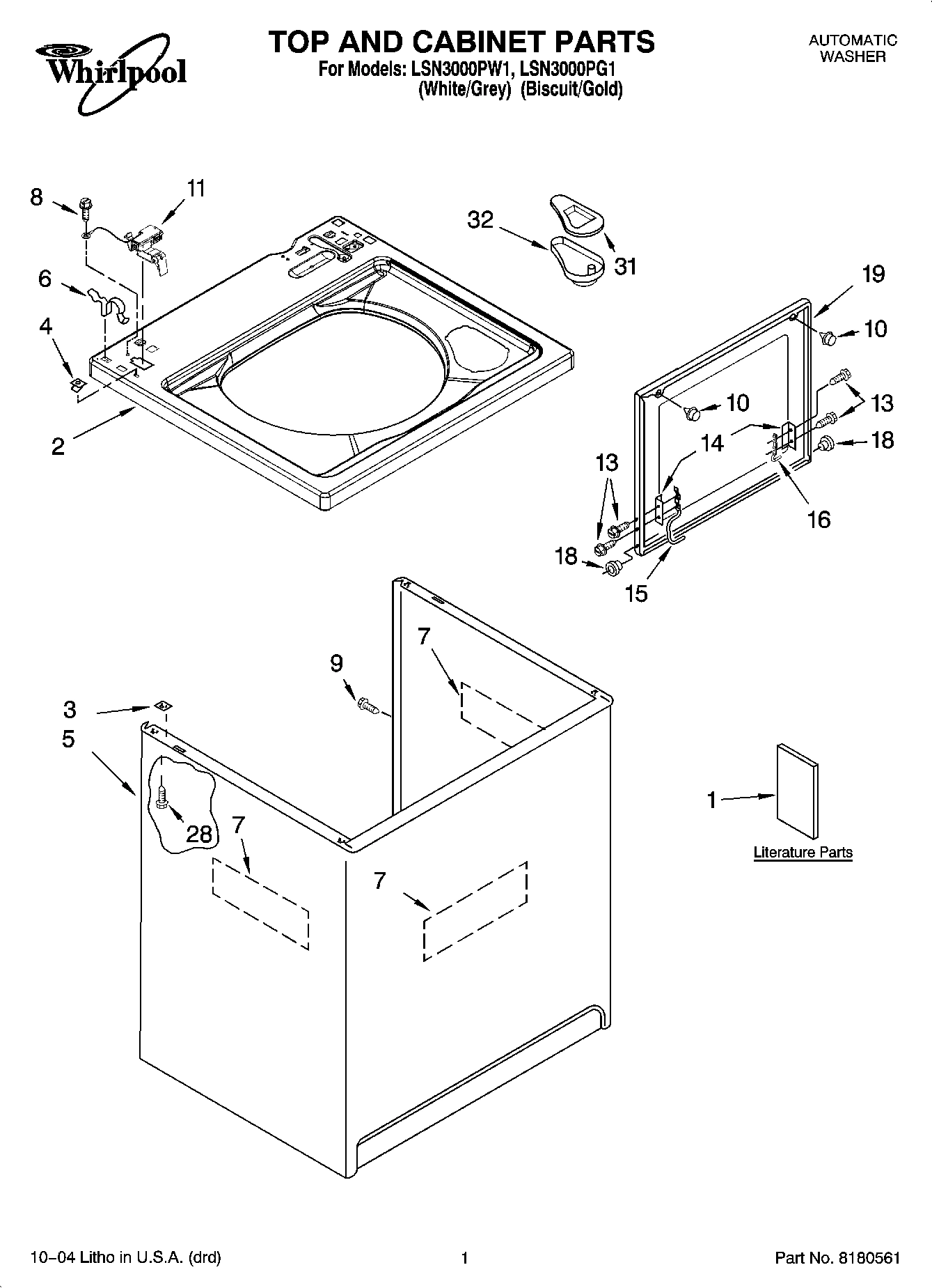 01 - TOP AND CABINET PARTS
