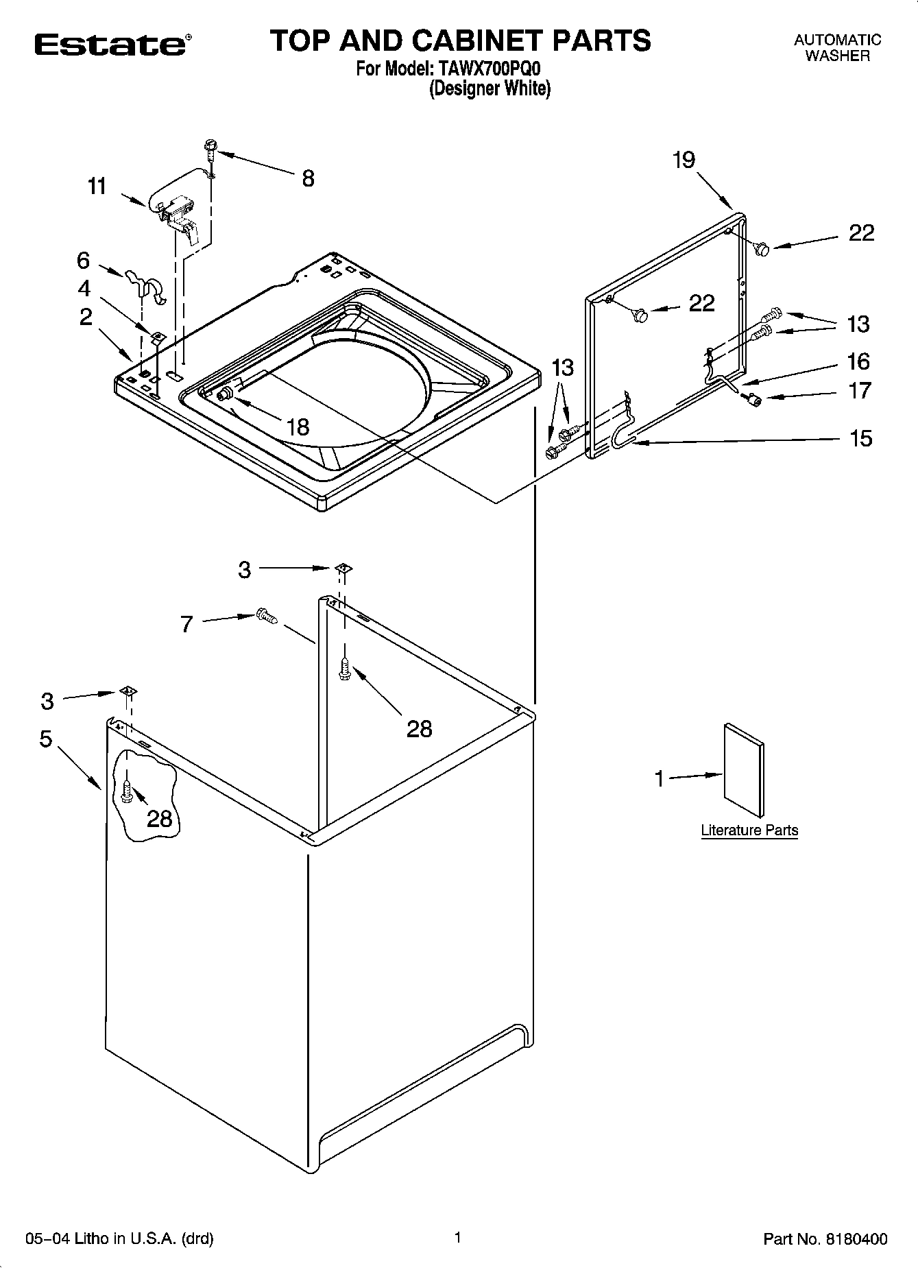 01 - TOP AND CABINET PARTS