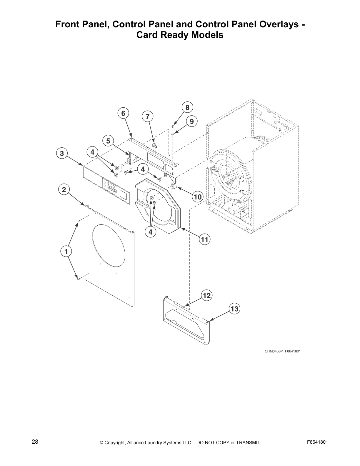 Front Panel, Control Panel and Control Panel Overlays -
Card Ready Models