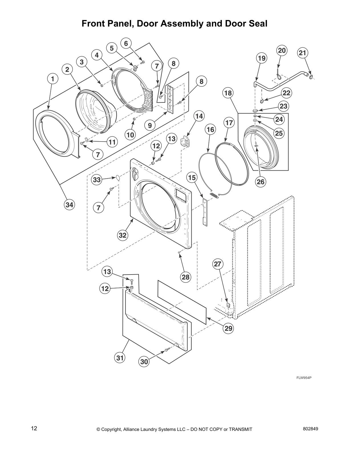Front Panel, Door Assembly and Door Seal