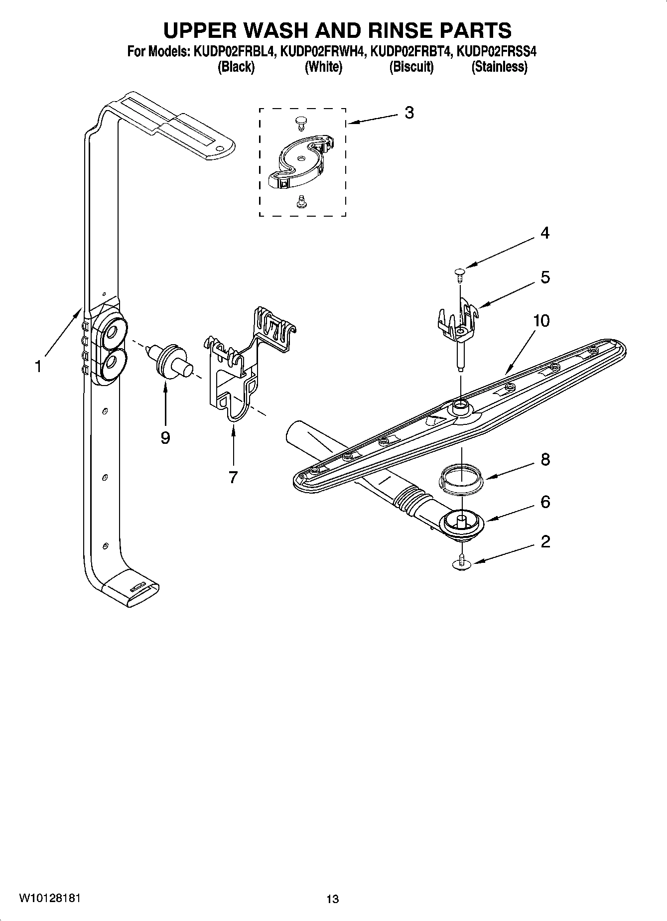 10 - UPPER WASH AND RINSE PARTS