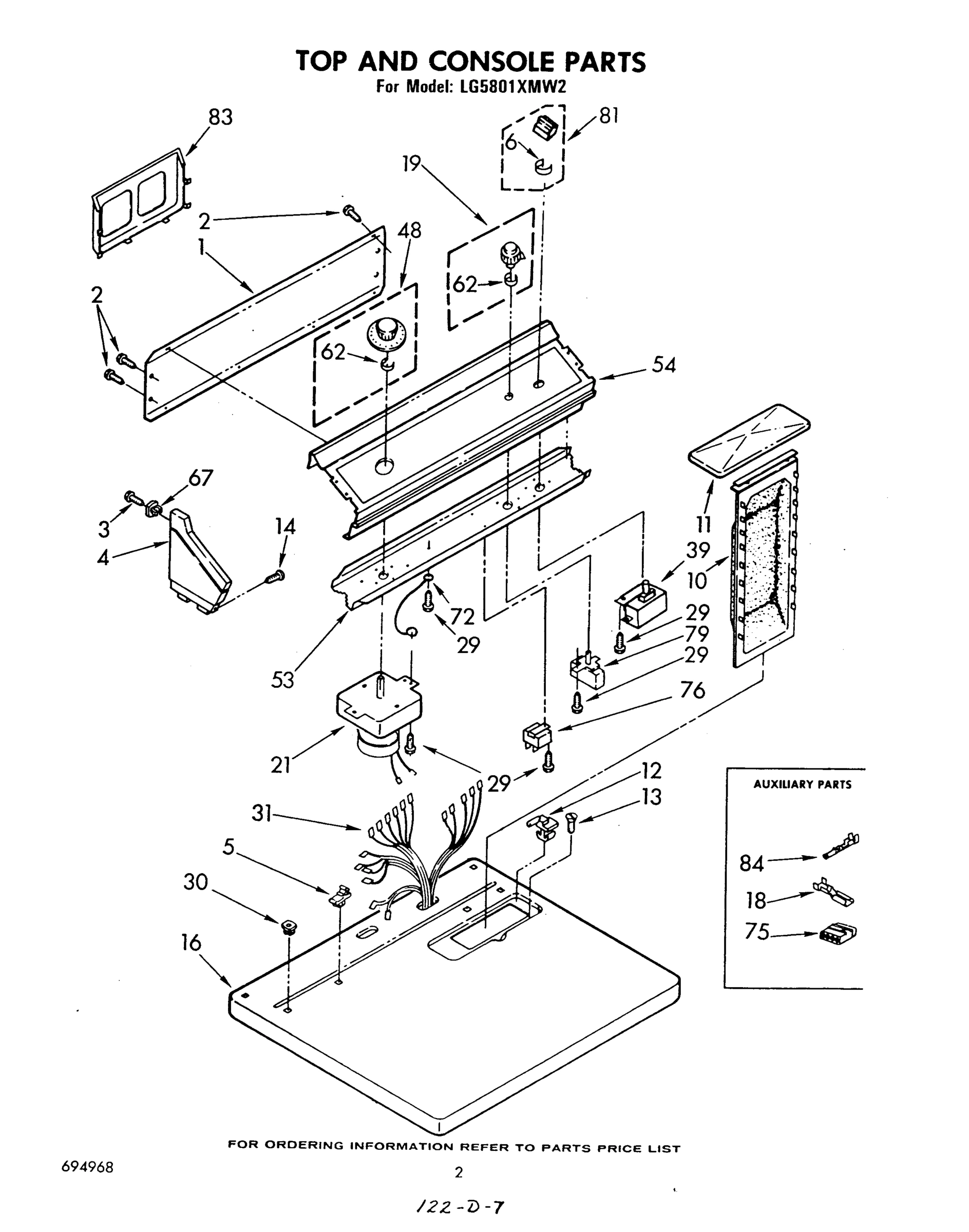 02 - TOP AND CONSOLE PARTS, LITERATURE AND OPTIONAL