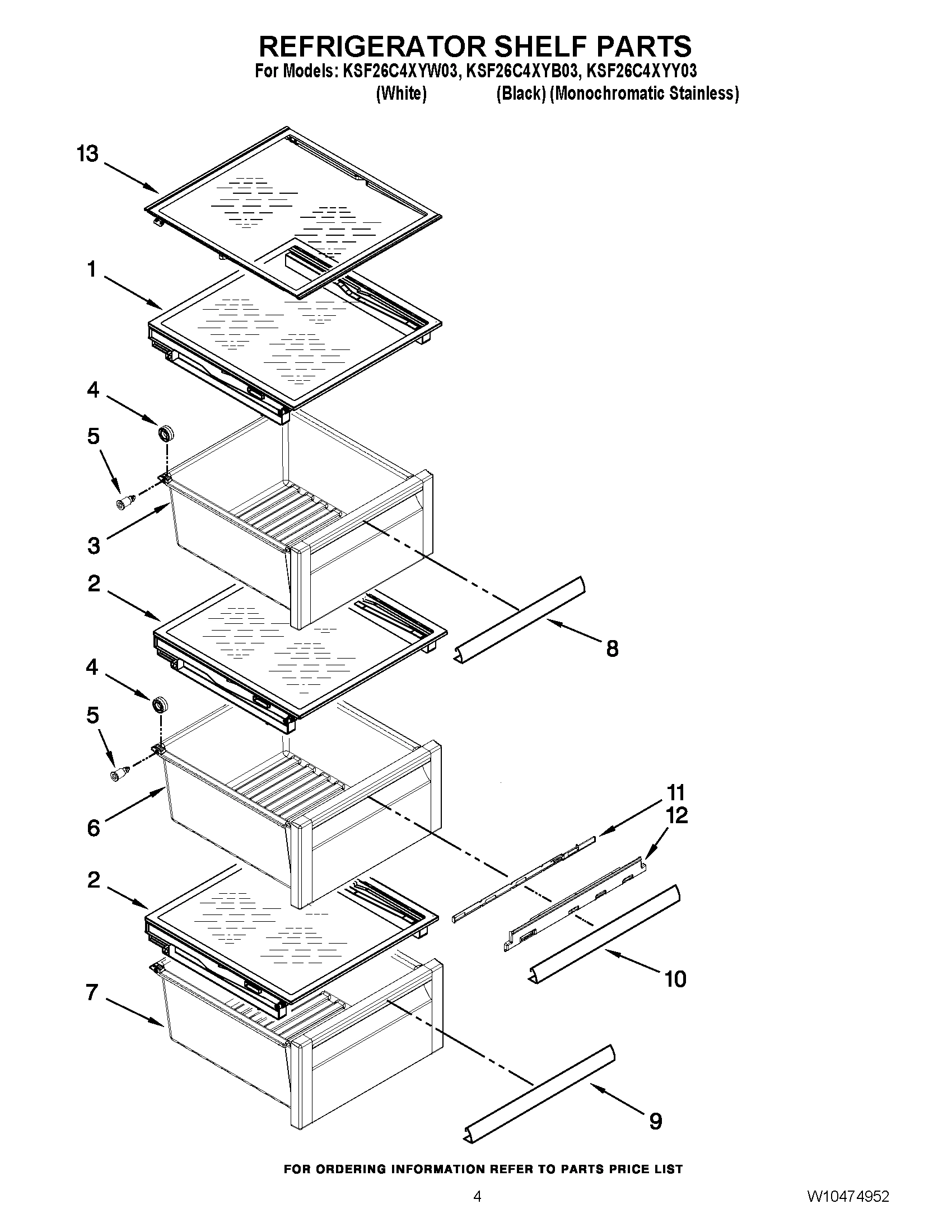 03 - REFRIGERATOR SHELF PARTS