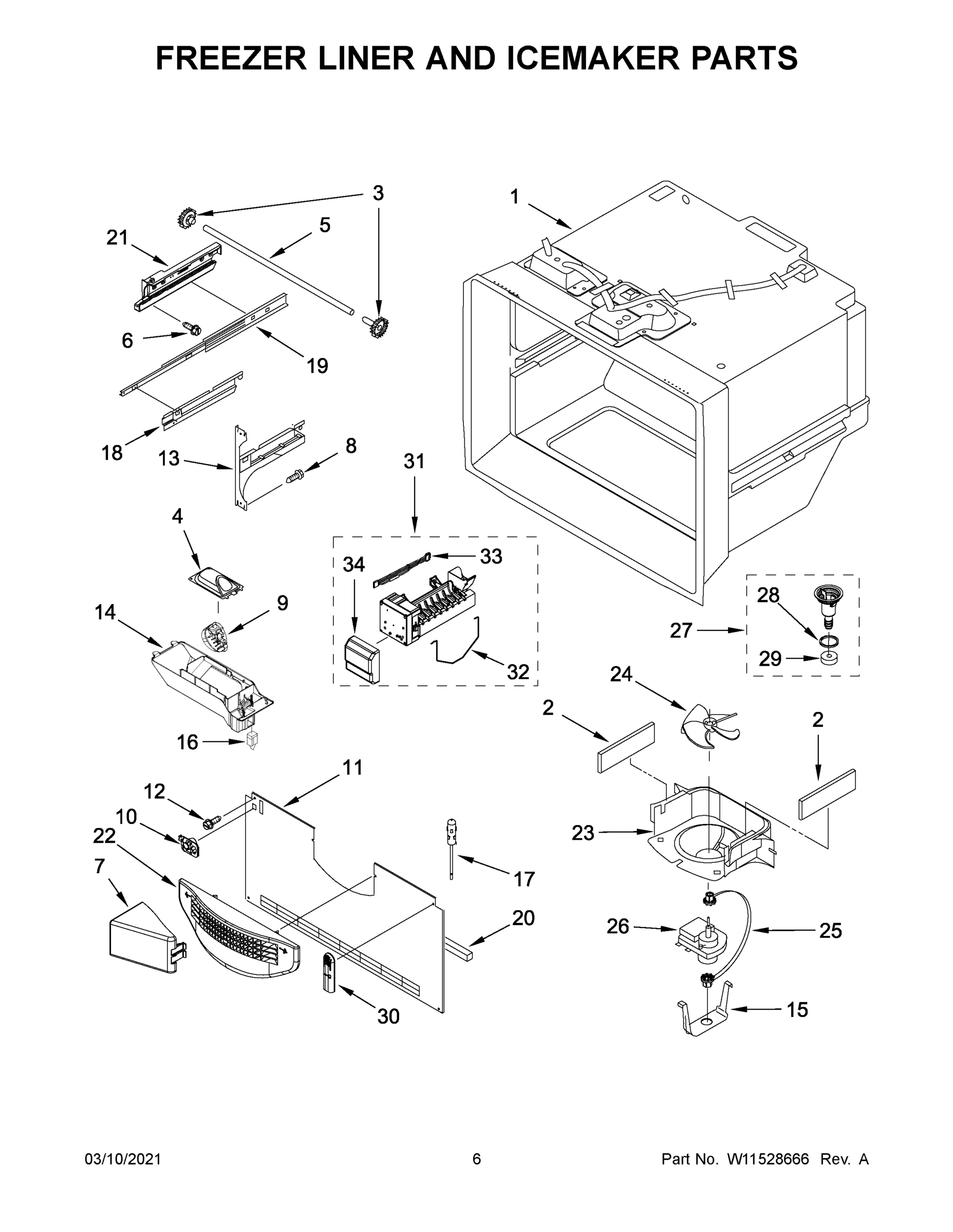 04 - FREEZER LINER AND ICEMAKER PARTS