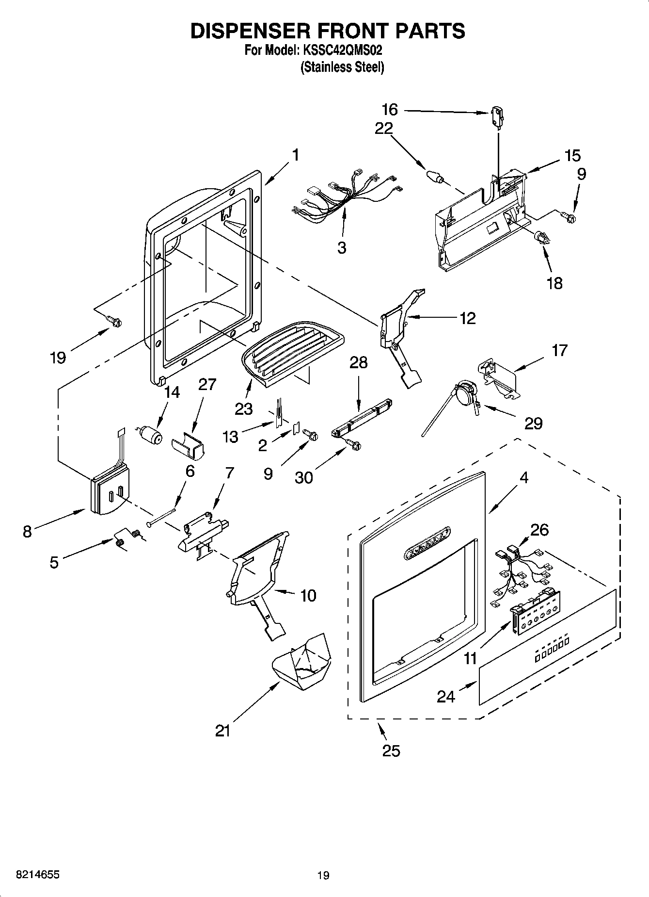 12 - DISPENSER AND FRONT PARTS