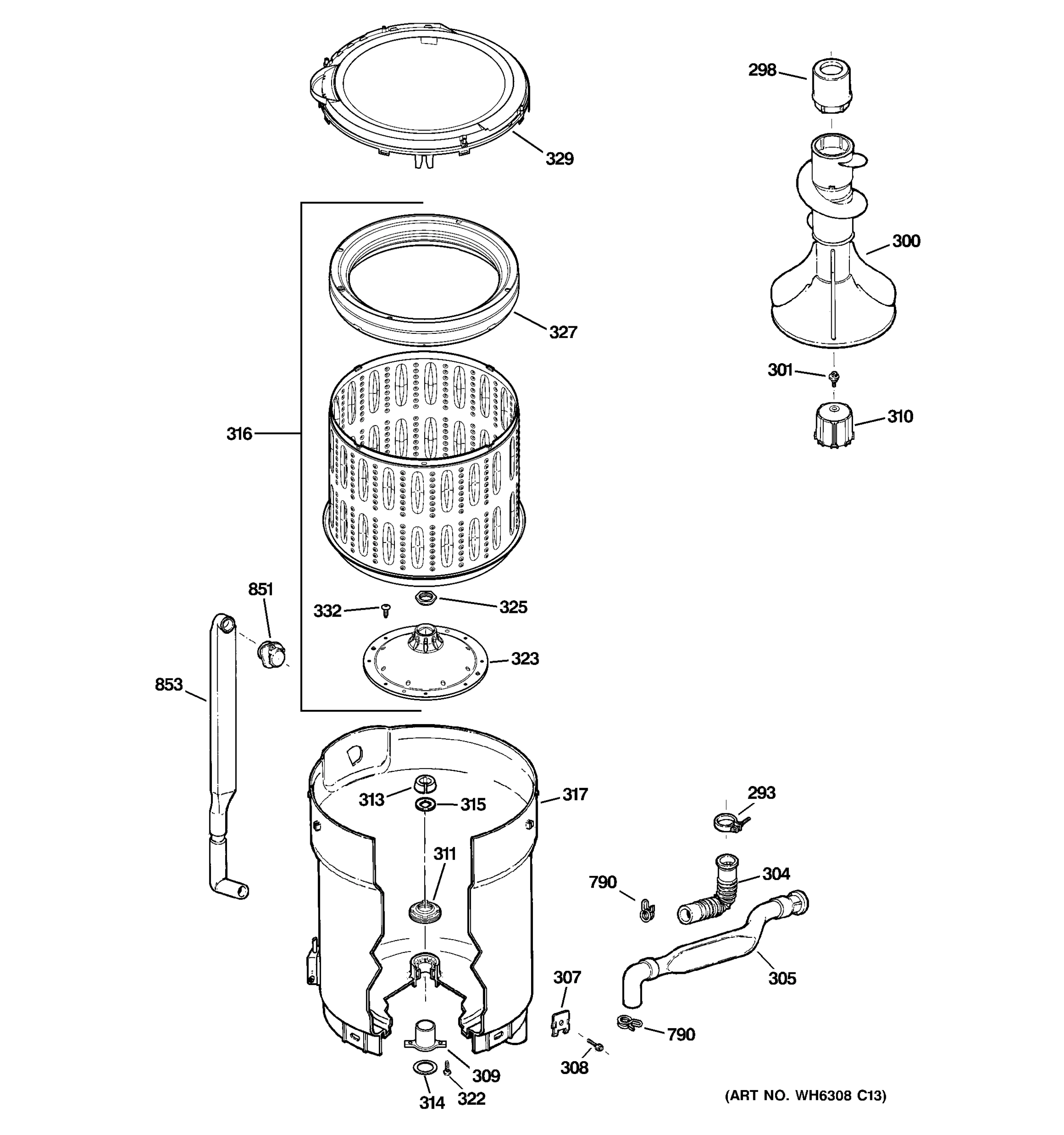 TUB, BASKET & AGITATOR