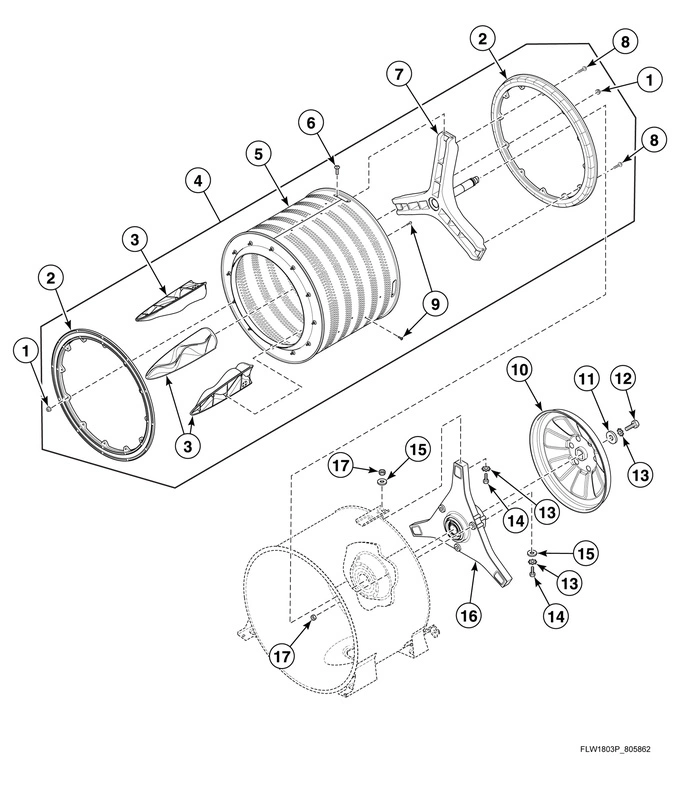 Inner Basket, Trunnion, Bearing Housing And Pulley