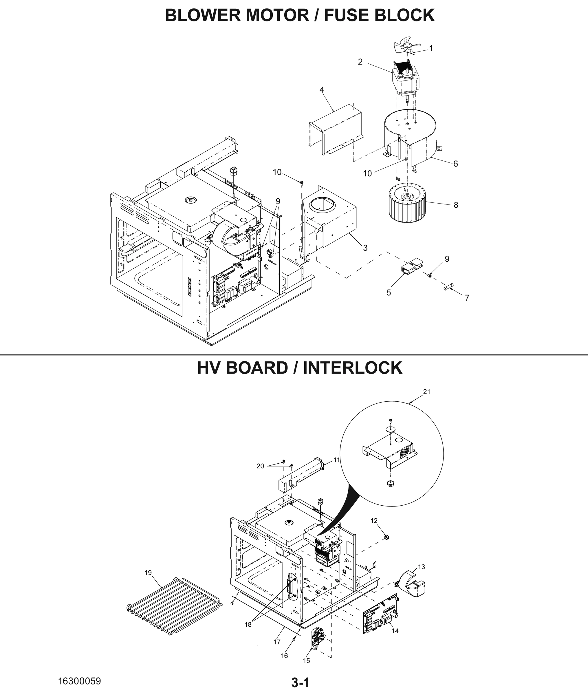 BLOWER MOTOR / FUSE BLOCK / HV BOARD / INTERLOCK