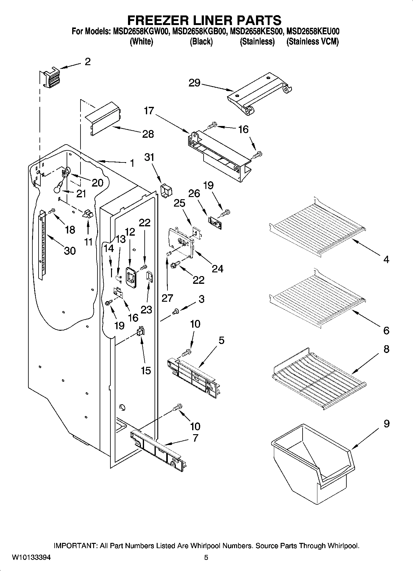 04 - FREEZER LINER PARTS