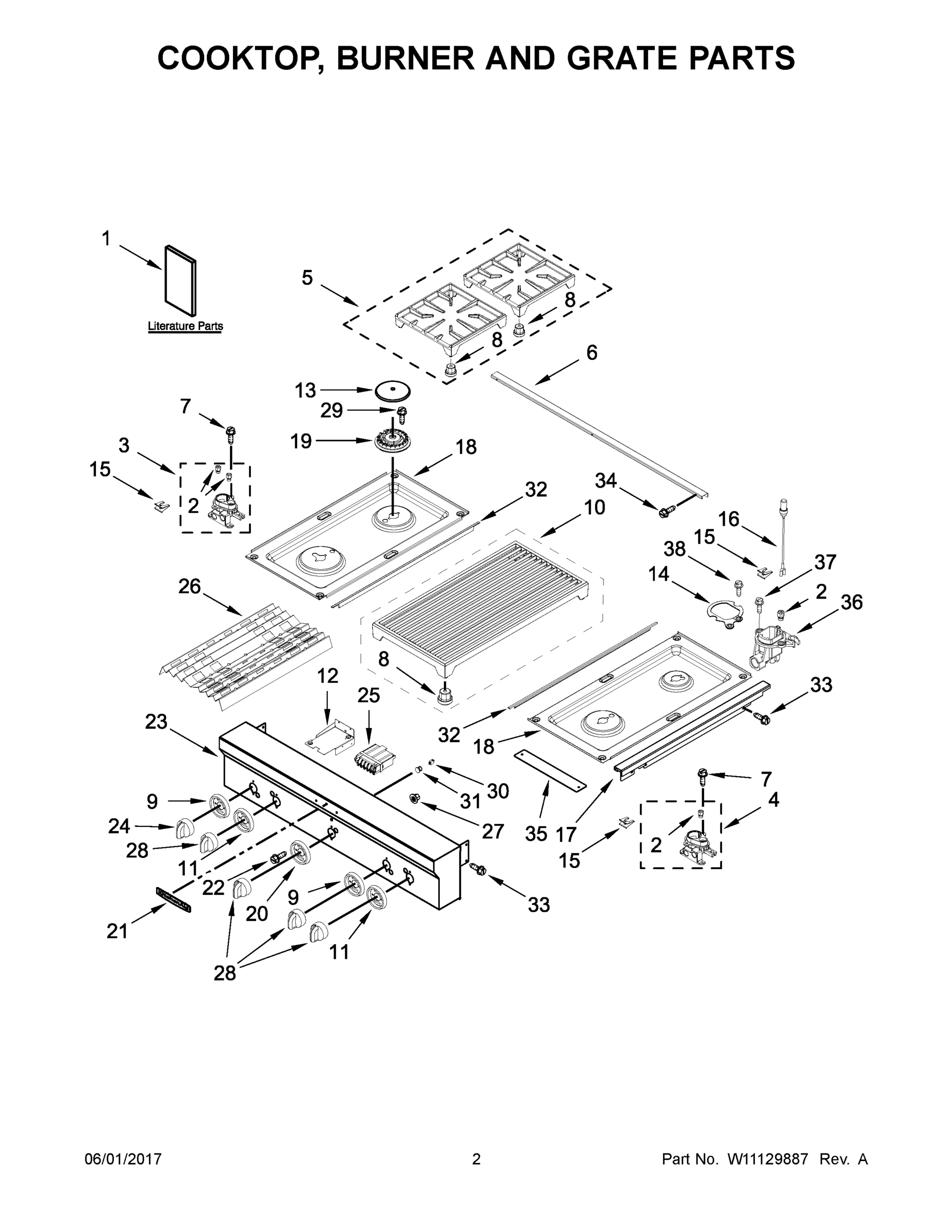 02 - COOKTOP, BURNER AND GRATE PARTS