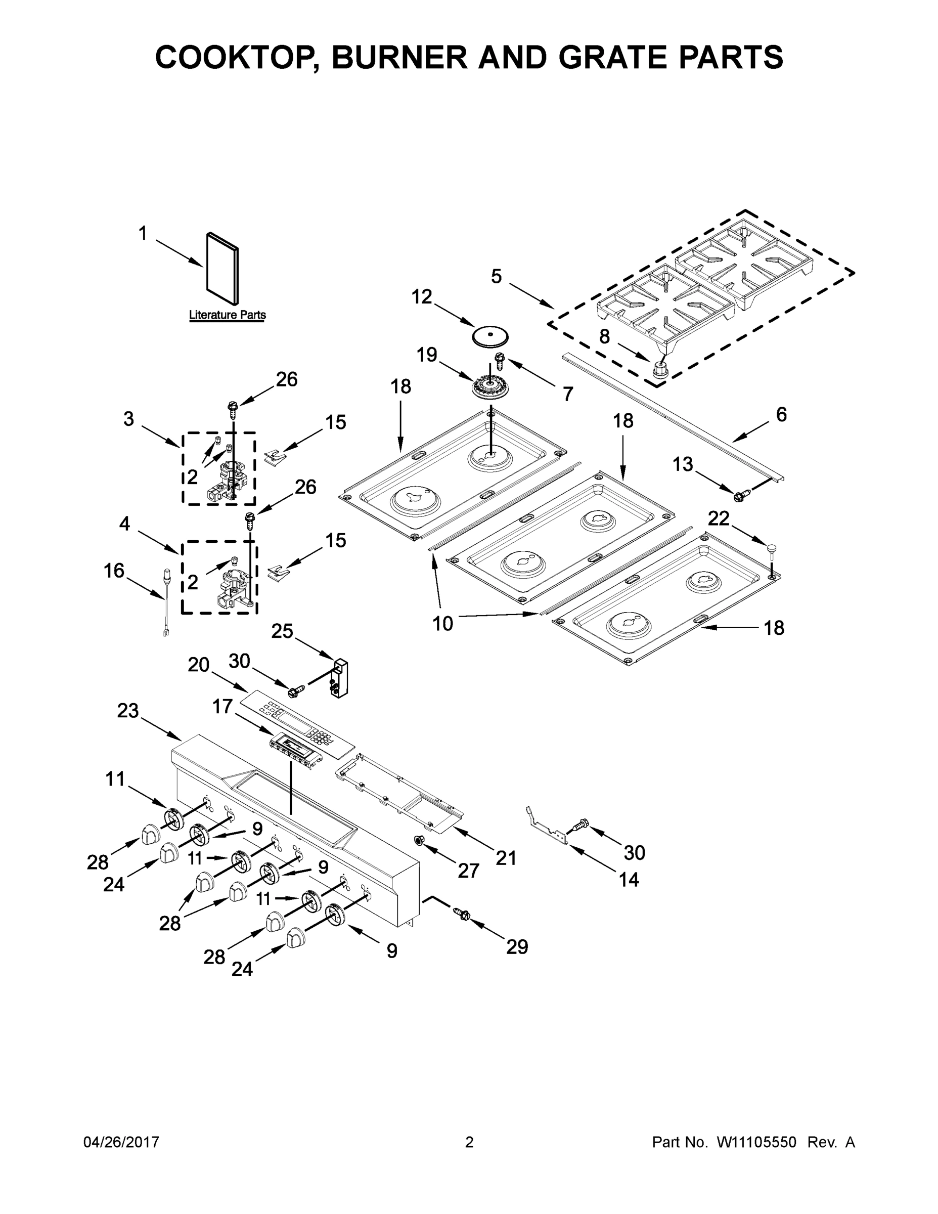 02 - COOKTOP, BURNER AND GRATE PARTS
