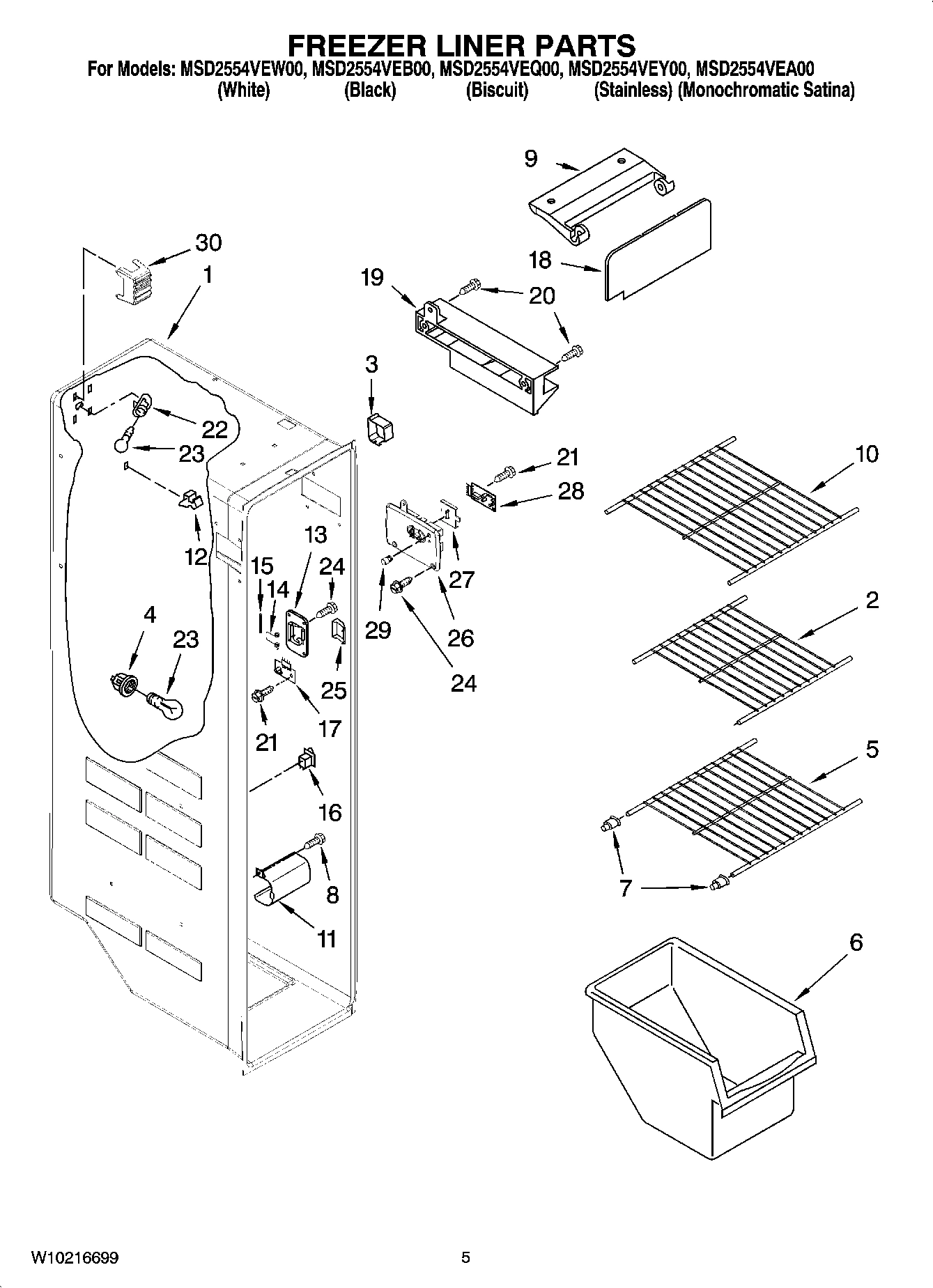 04 - FREEZER LINER PARTS