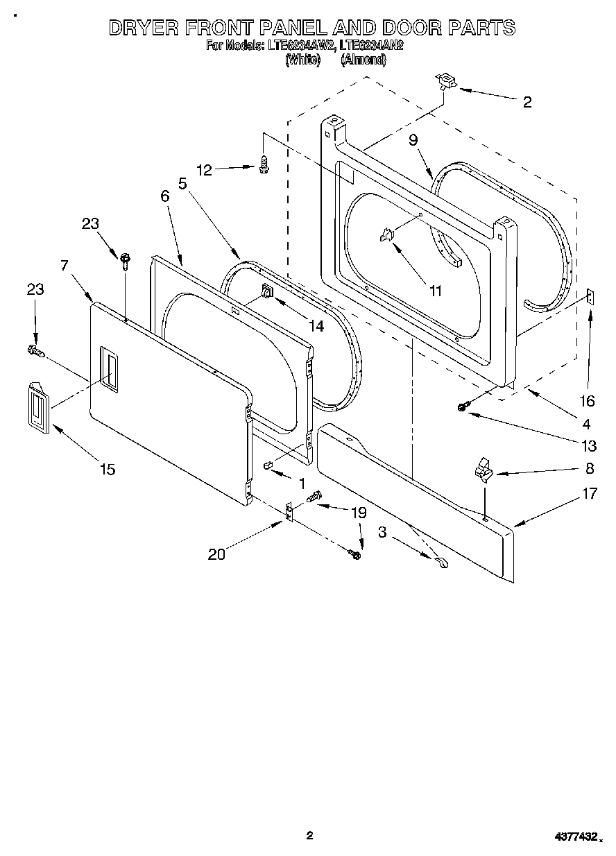 02 - DRYER FRONT PANEL AND DOOR
