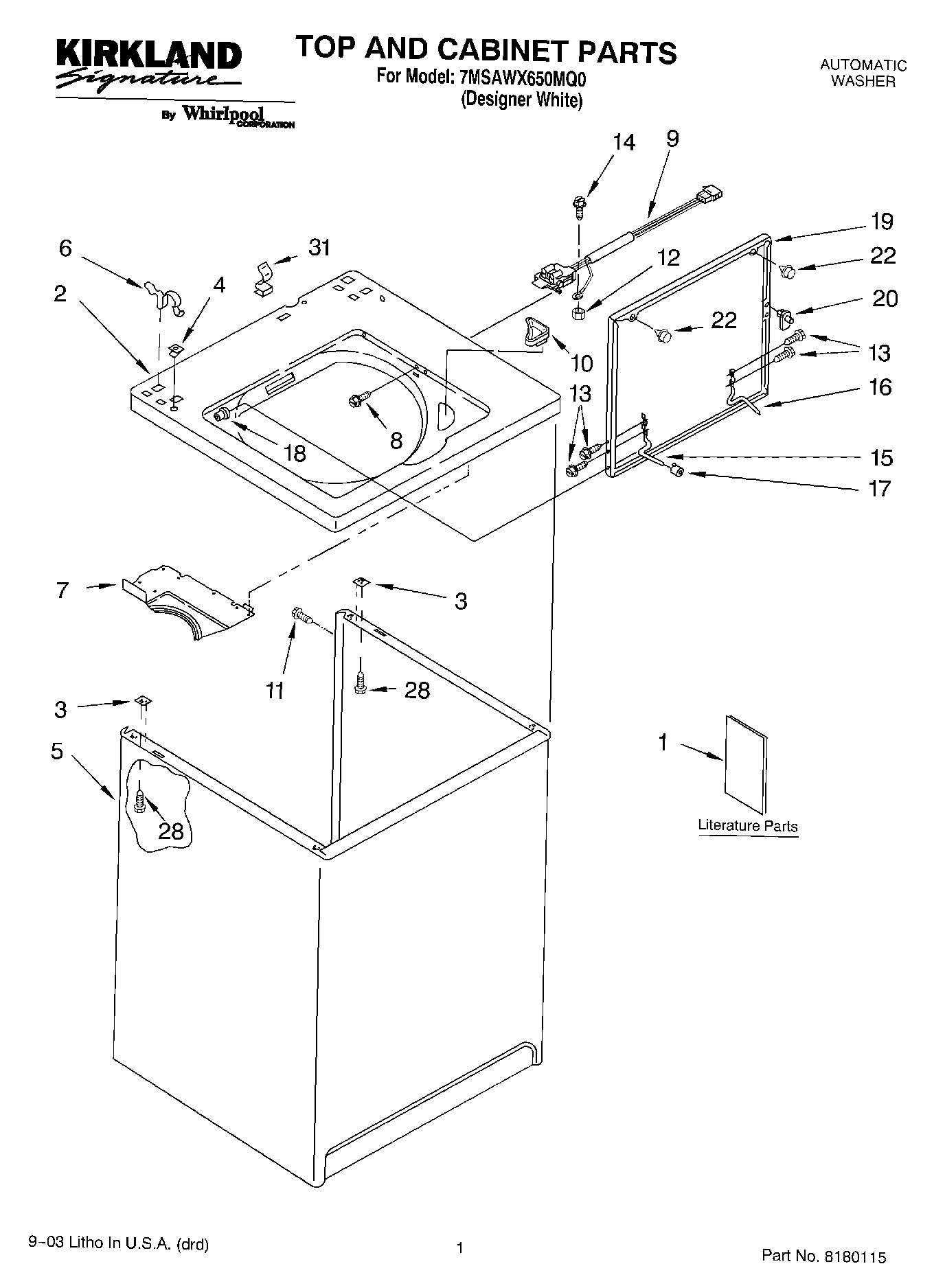 01 - TOP AND CABINET PARTS