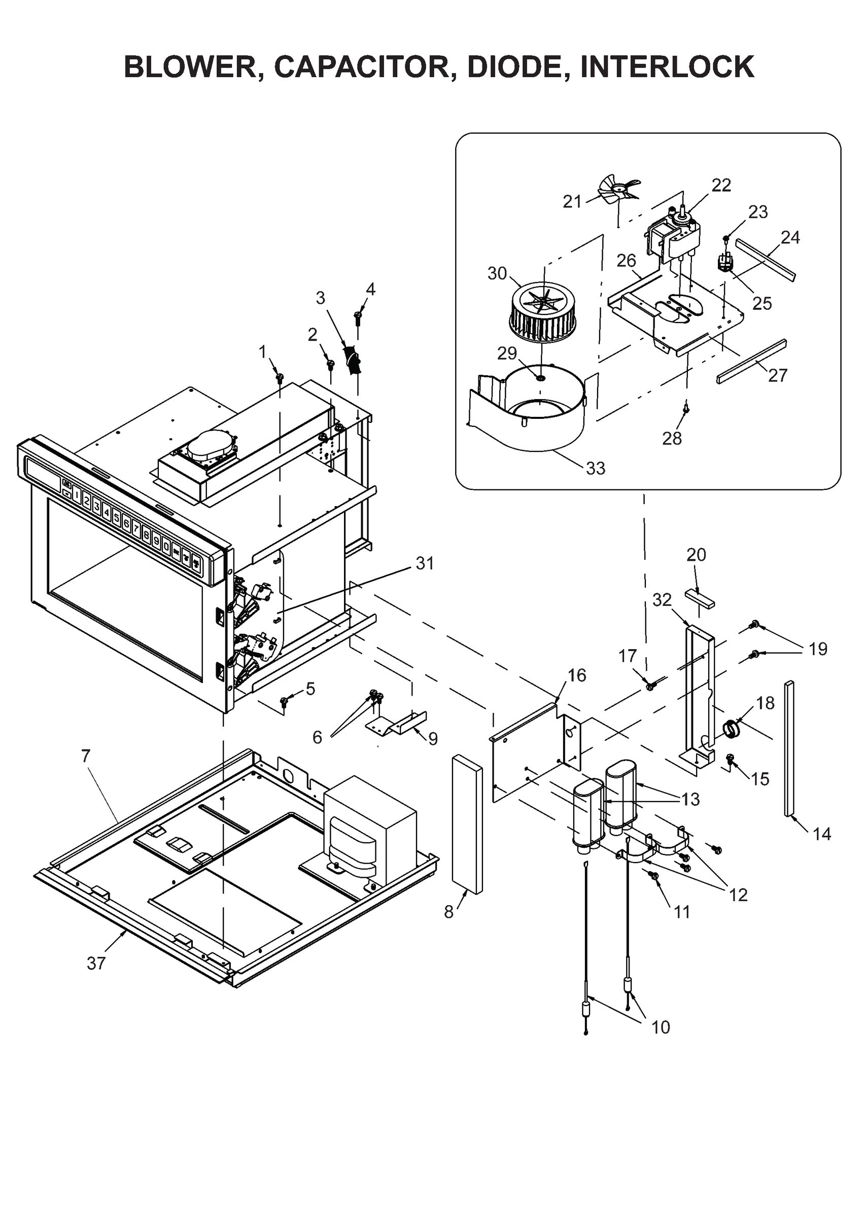 BLOWER / CAPACITOR / DIODE / INTERLOCK