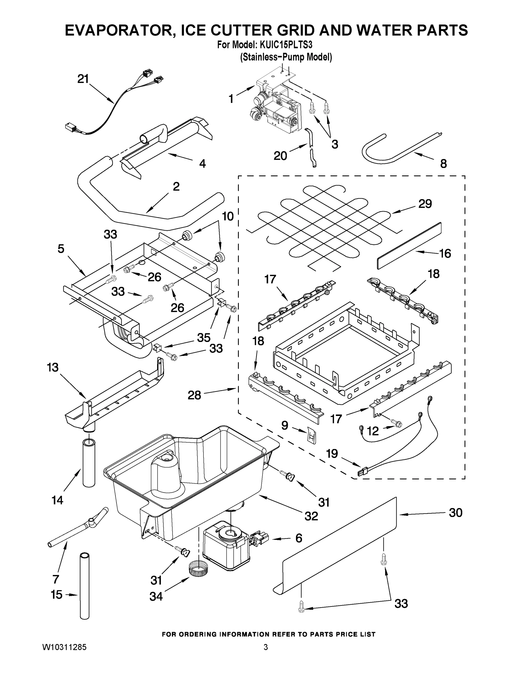 02 - EVAPORATOR ICE CUTTER GRID AND WATER PARTS
