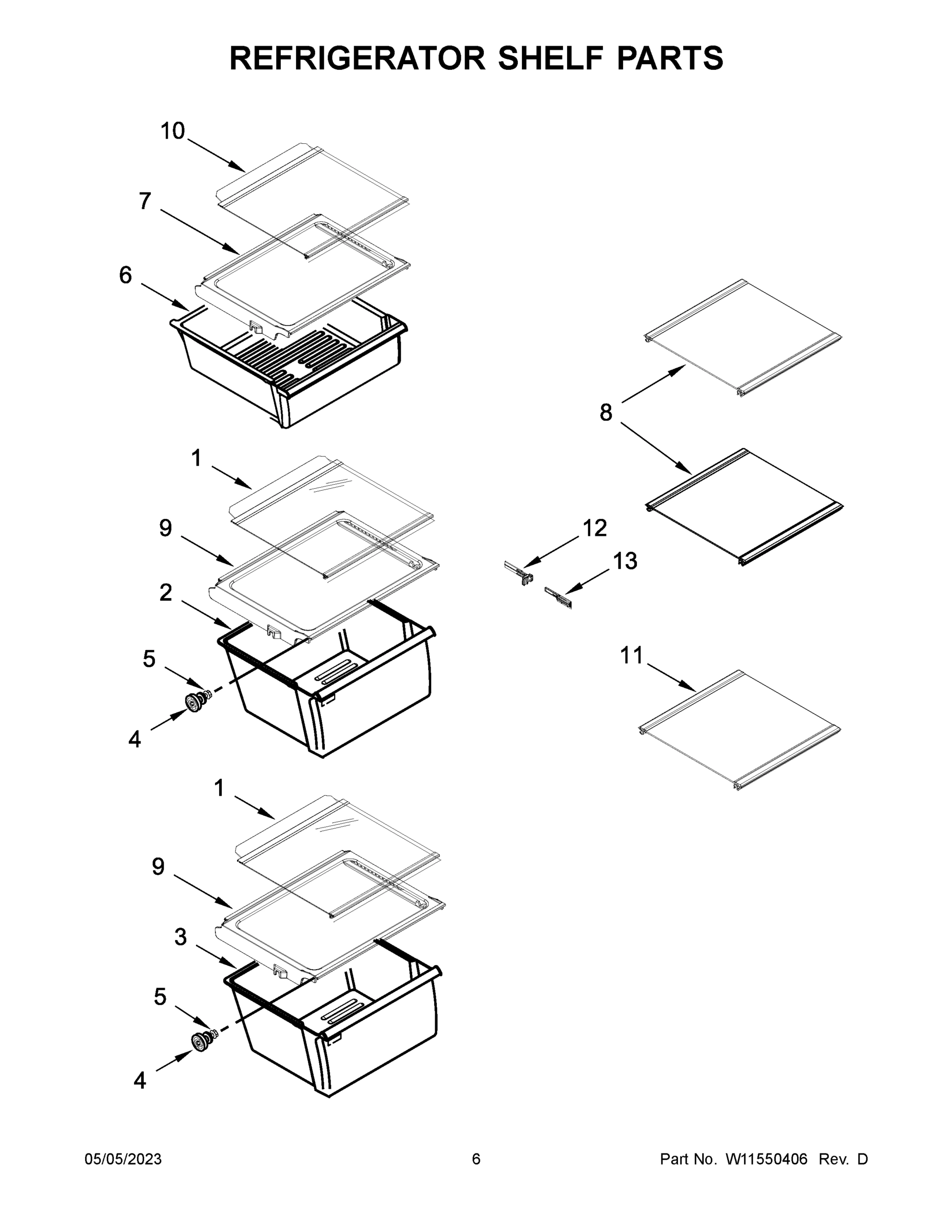 04 - REFRIGERATOR SHELF PARTS
