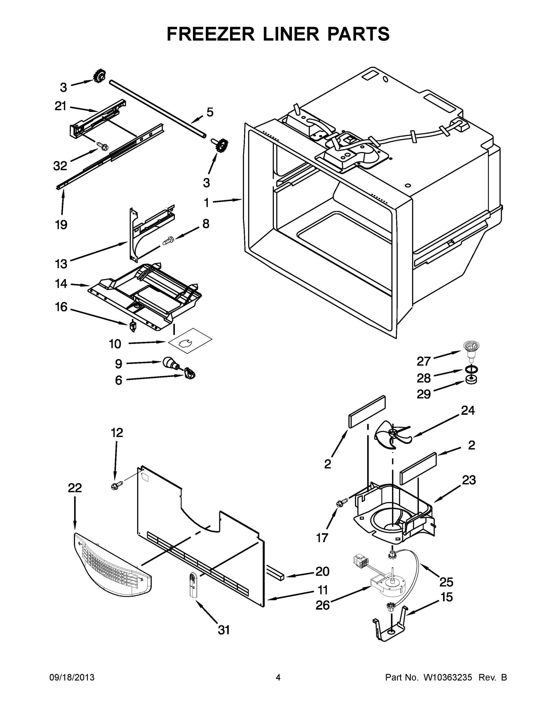 03 - FREEZER LINER PARTS