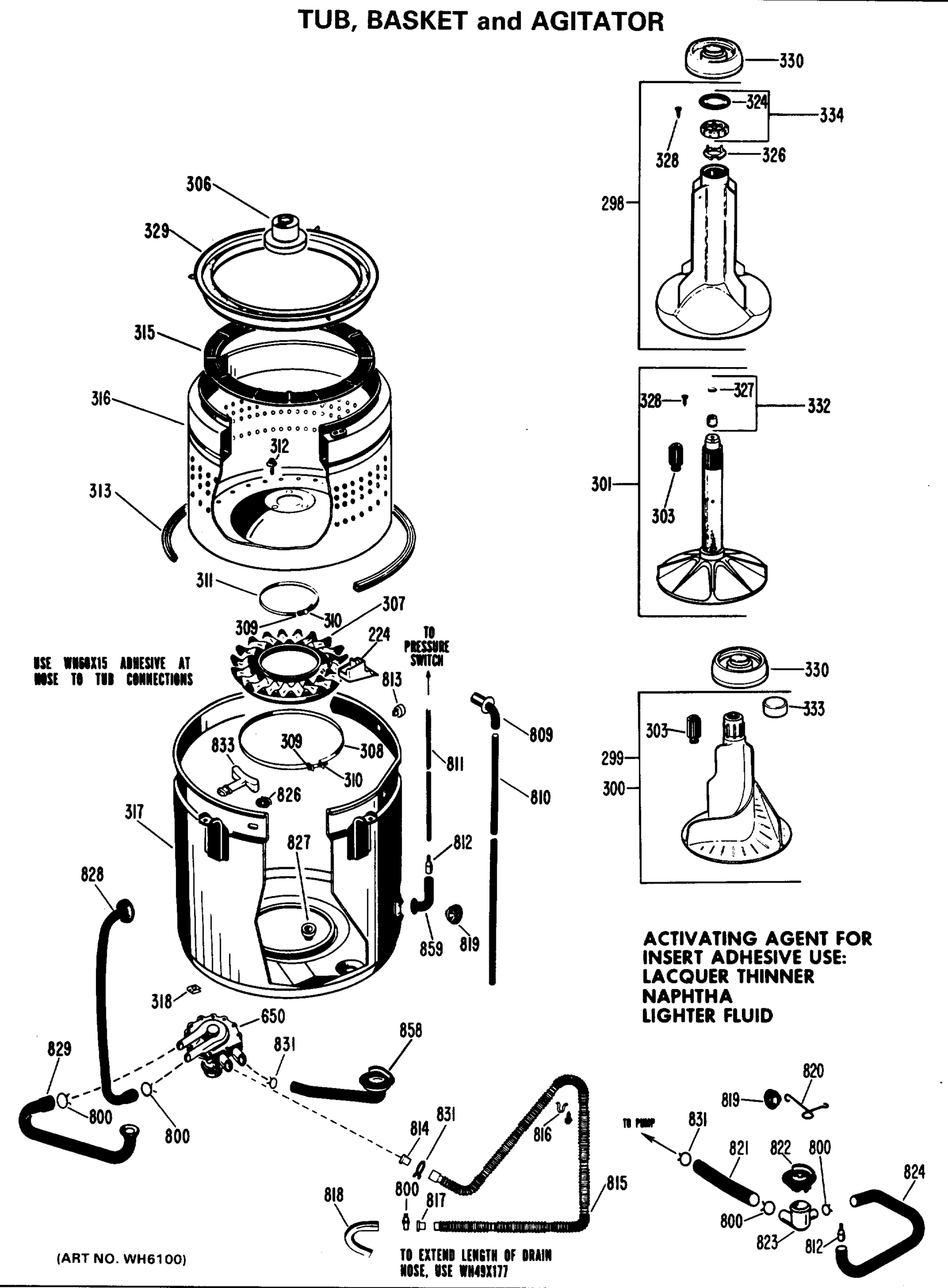 TUB, BASKET AND AGITATOR