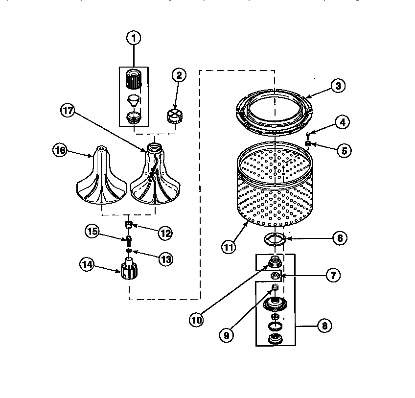02 - AGITATOR/DRIVE BELL/SEAL KIT/TUB & HUB